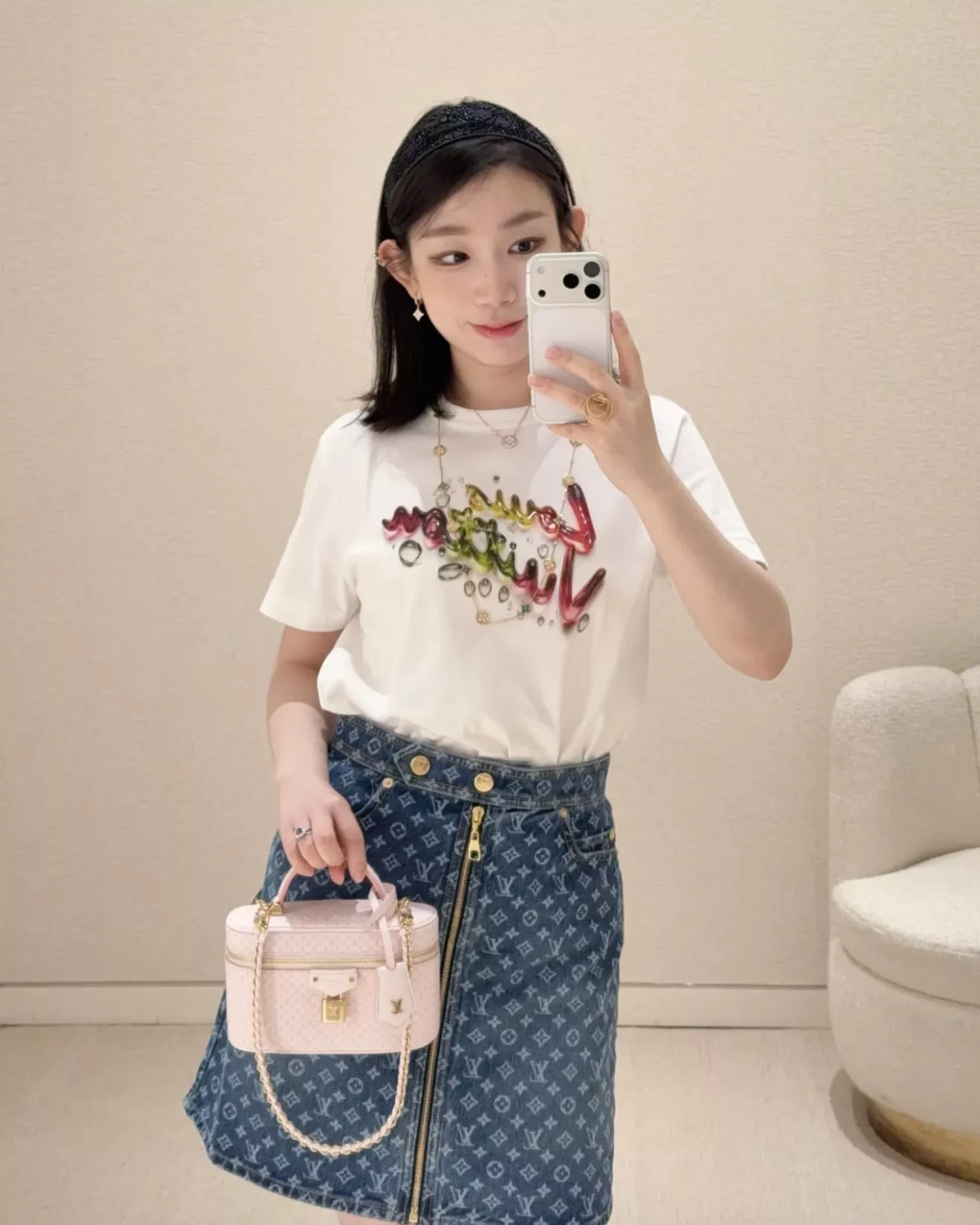 루이비통 모노그램 워싱 데님 스커트 상세 이미지 36