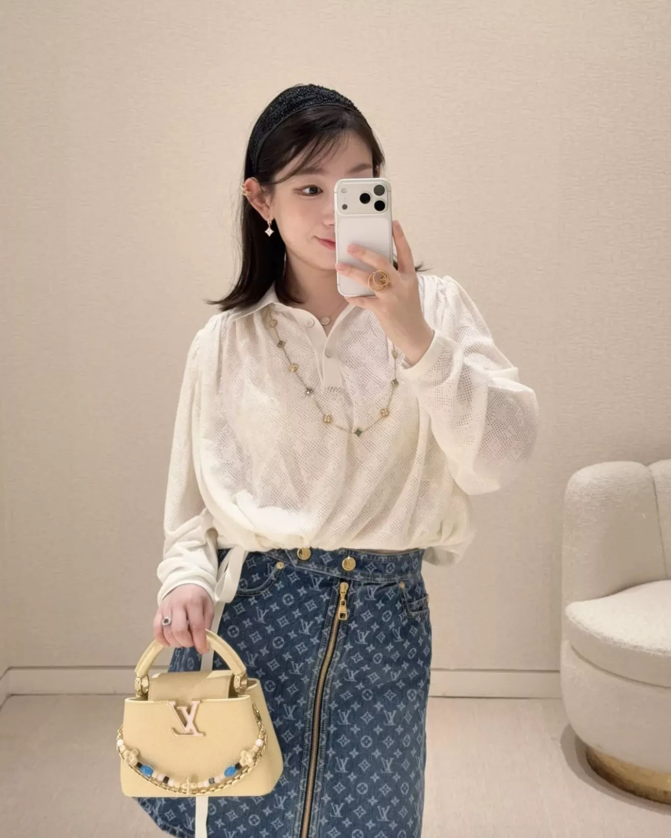 루이비통 모노그램 워싱 데님 스커트 상세 이미지 35