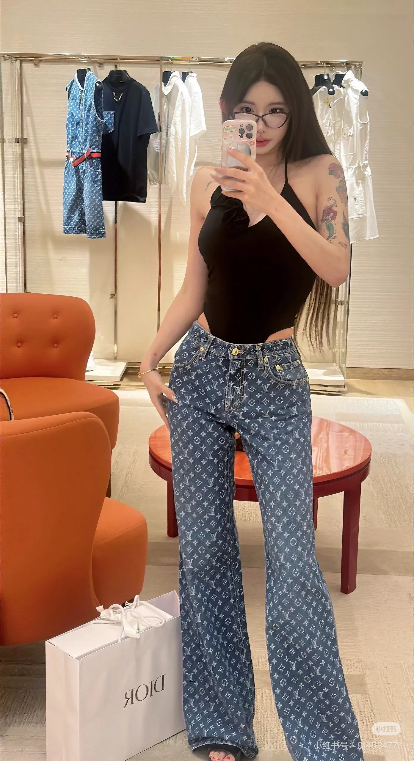 루이비통 모노그램 와이드 데님 팬츠 상세 이미지 29
