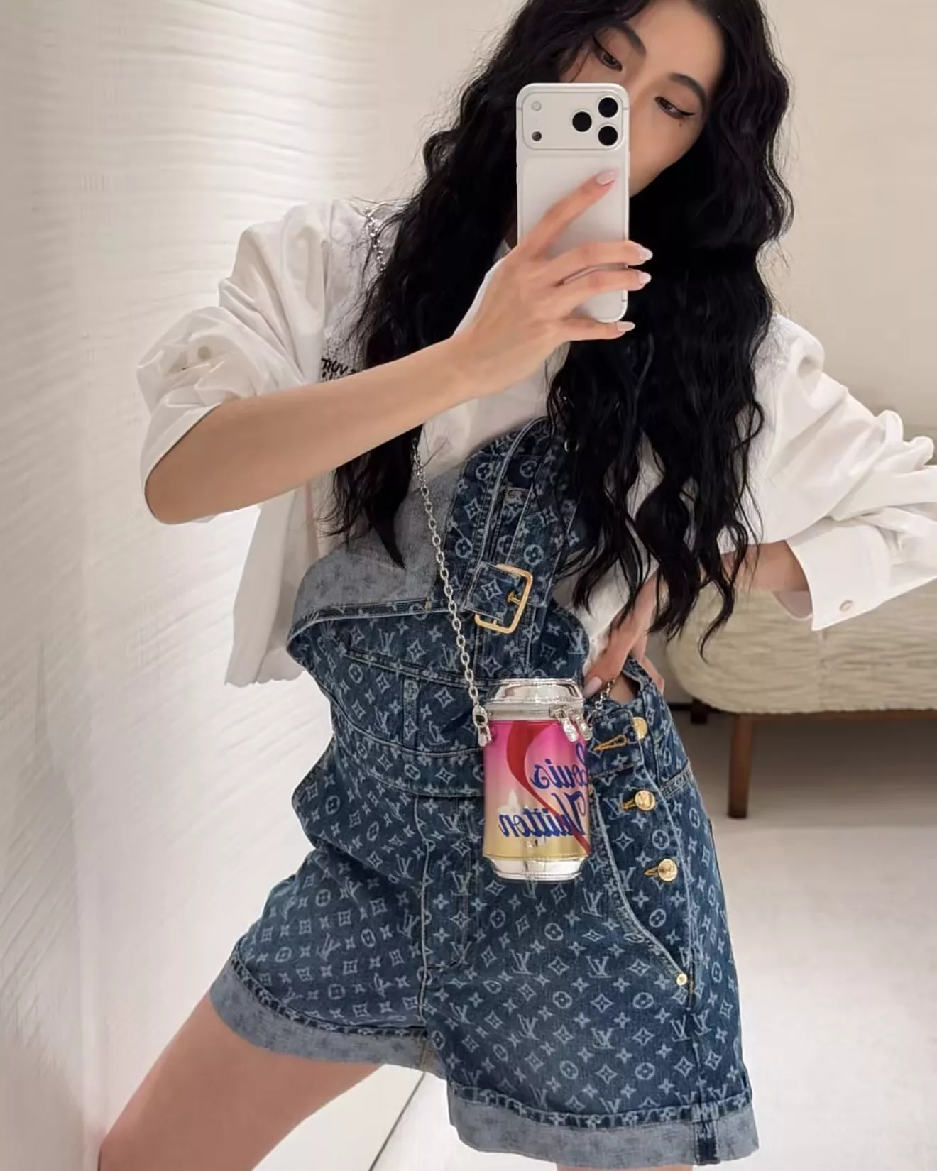 루이비통 모노그램 워싱 데님 오버롤 숏팬츠 상세 이미지 30