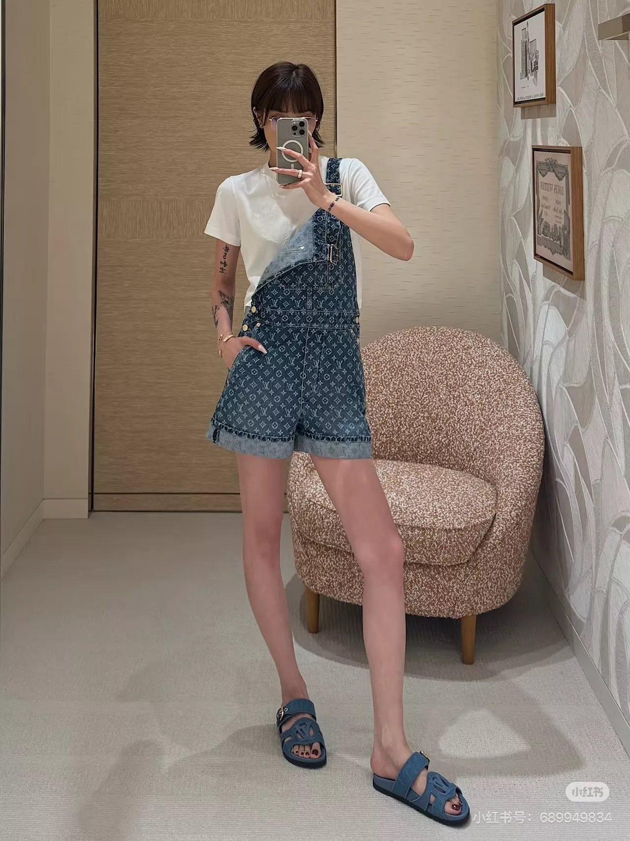 루이비통 모노그램 워싱 데님 오버롤 숏팬츠 상세 이미지 49