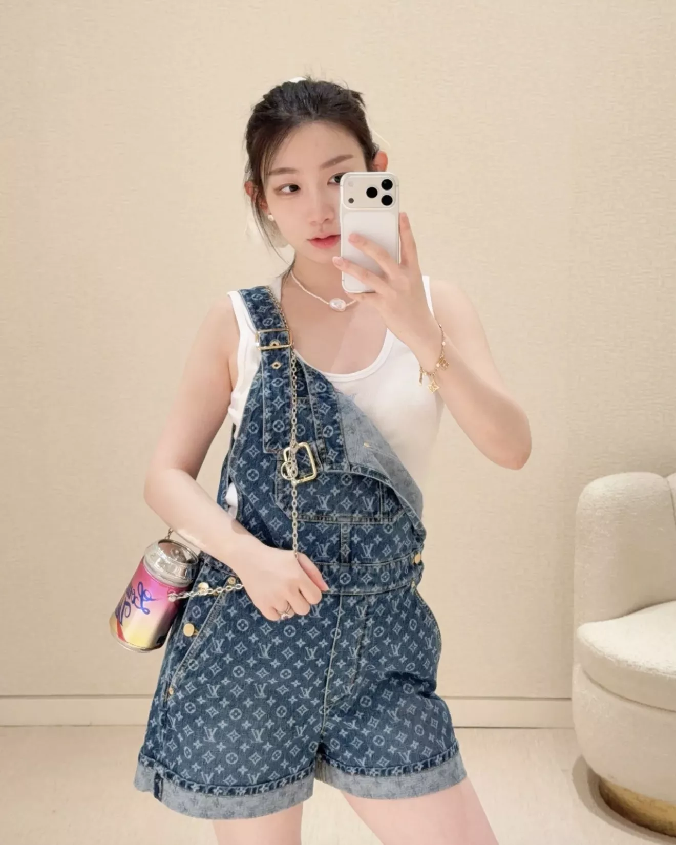루이비통 모노그램 워싱 데님 오버롤 숏팬츠 상세 이미지 29