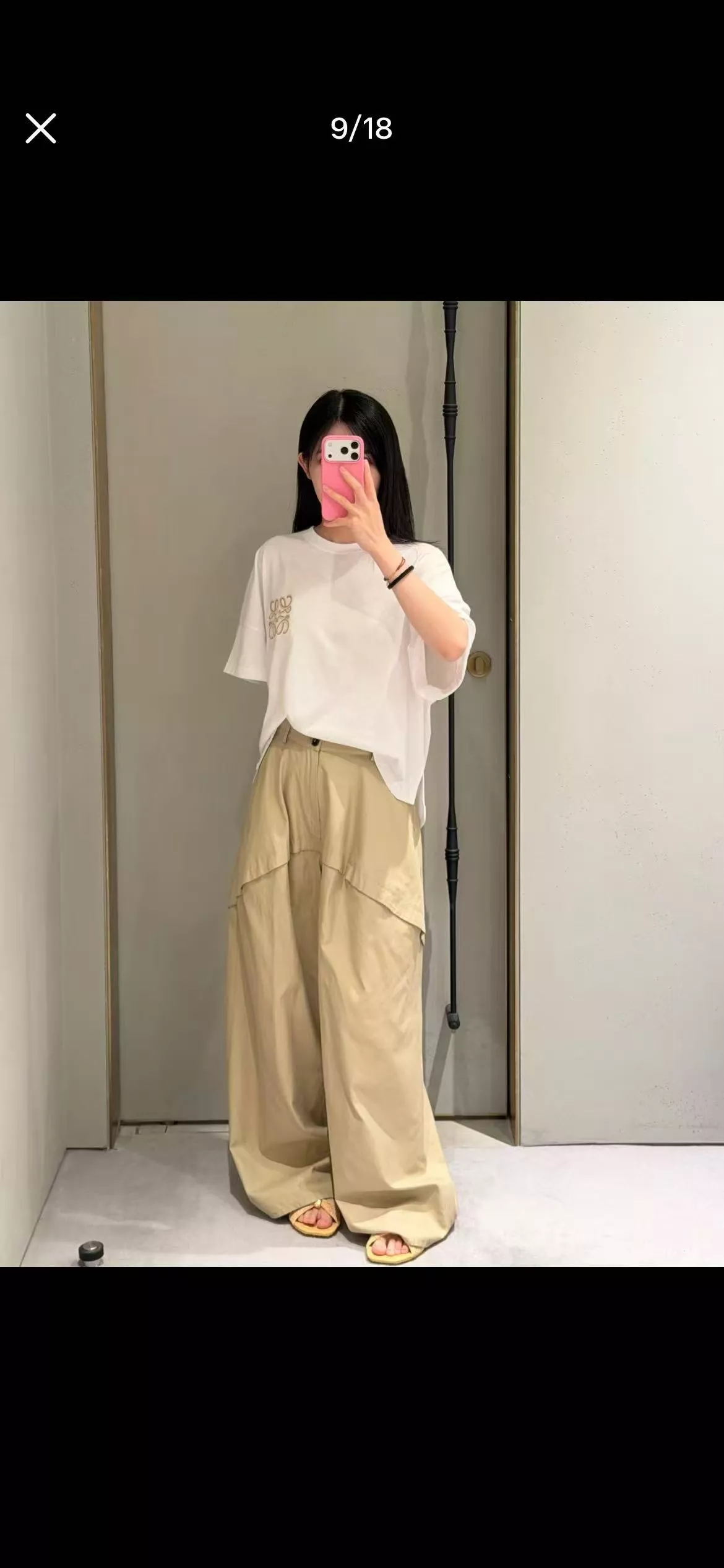 로에베 카키 컬러 와이드 카고 팬츠 상세 이미지 15