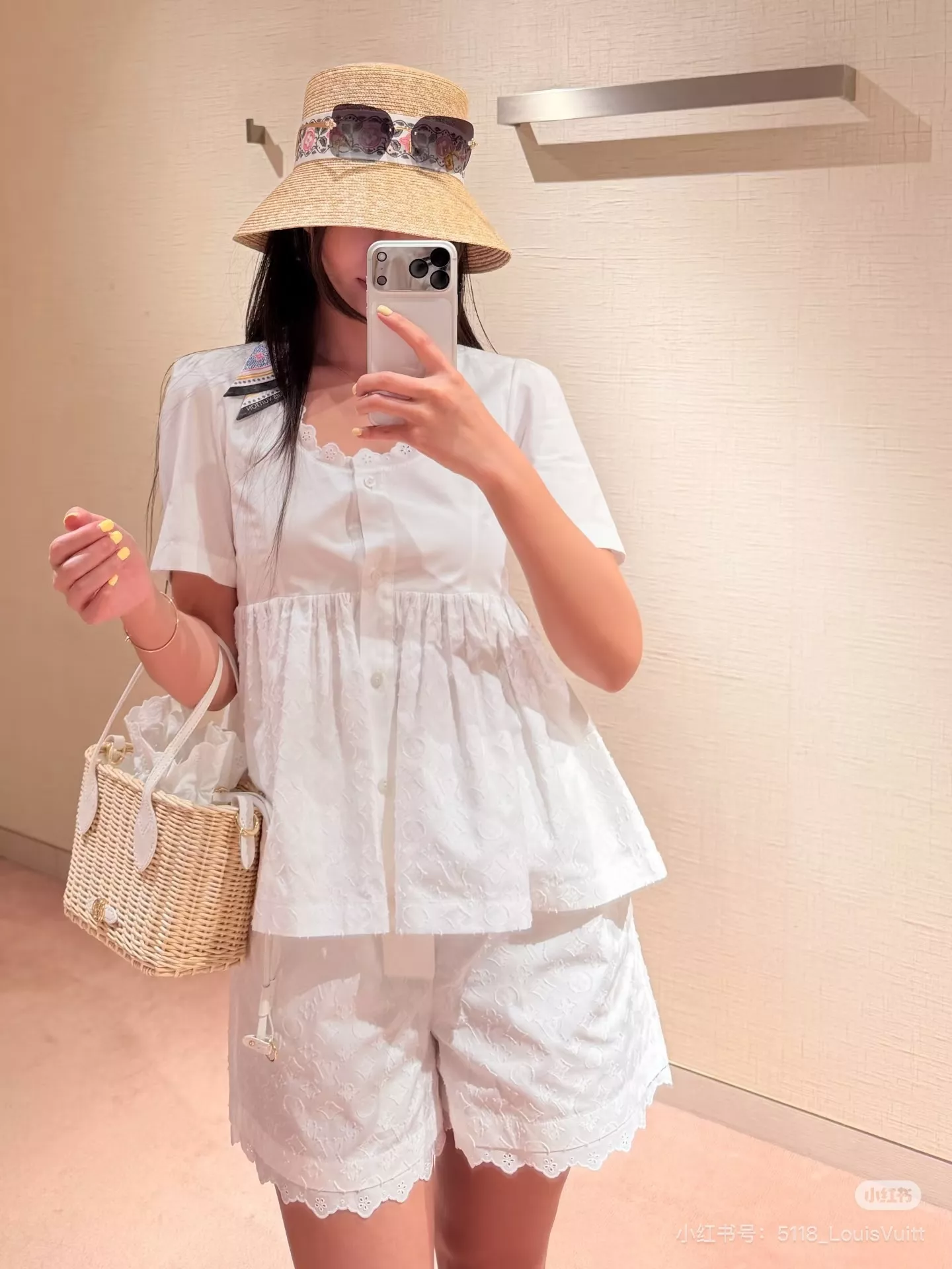 루이비통 화이트 자카드 밴딩 스커트 상세 이미지 20