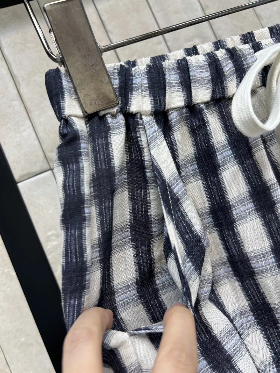 샤넬 체크 린넨 와이드 팬츠 상세 이미지 5