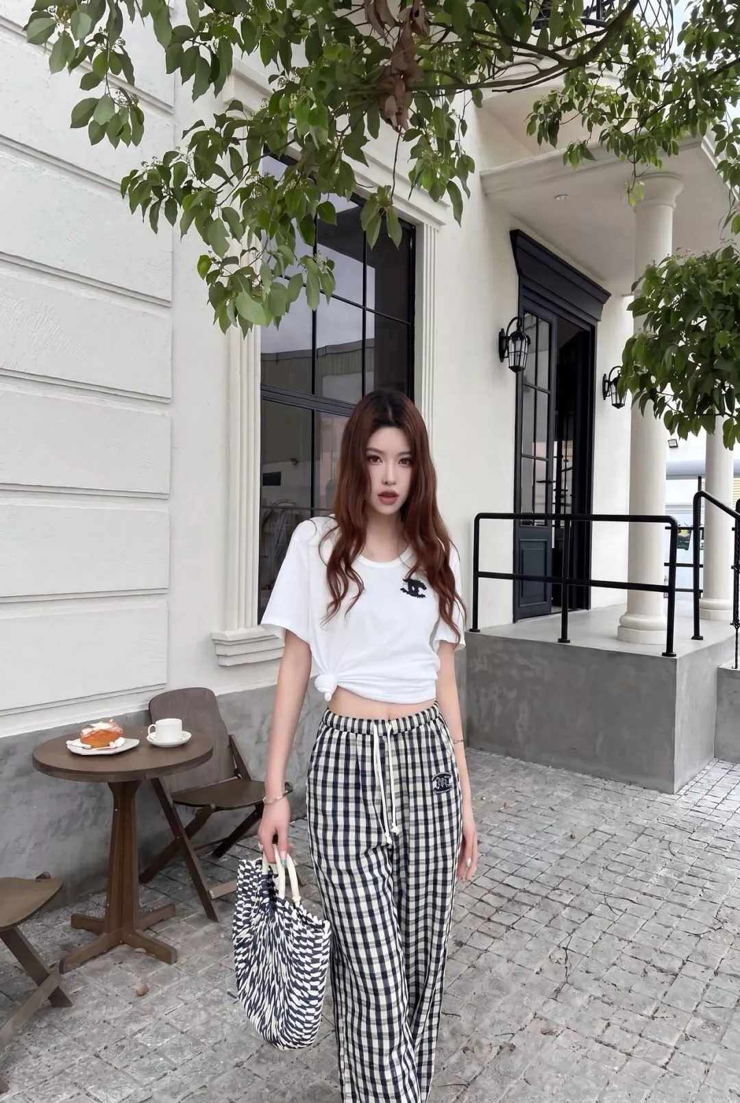 샤넬 체크 린넨 와이드 팬츠 상세 이미지 15