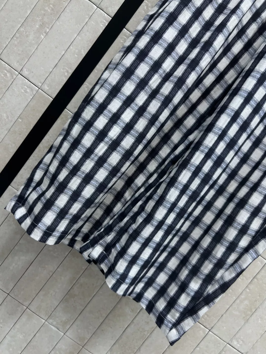 샤넬 체크 린넨 와이드 팬츠 상세 이미지 4
