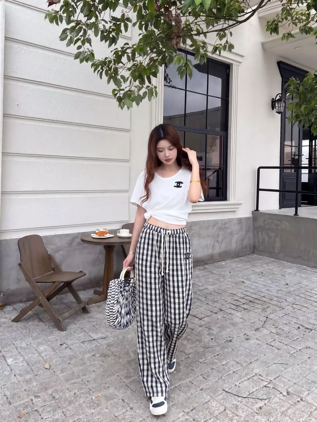 샤넬 체크 린넨 와이드 팬츠 상세 이미지 18