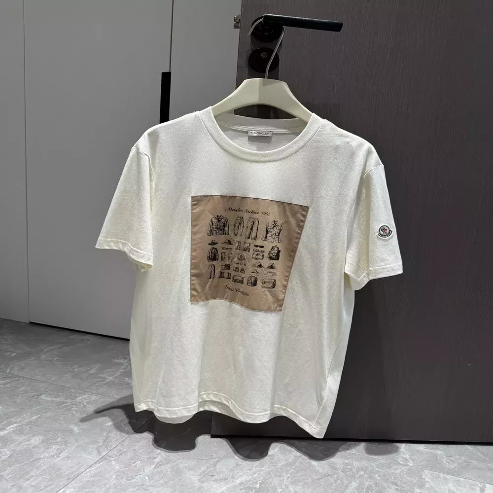 몽클레어 패치 로고 코튼 반팔 상의