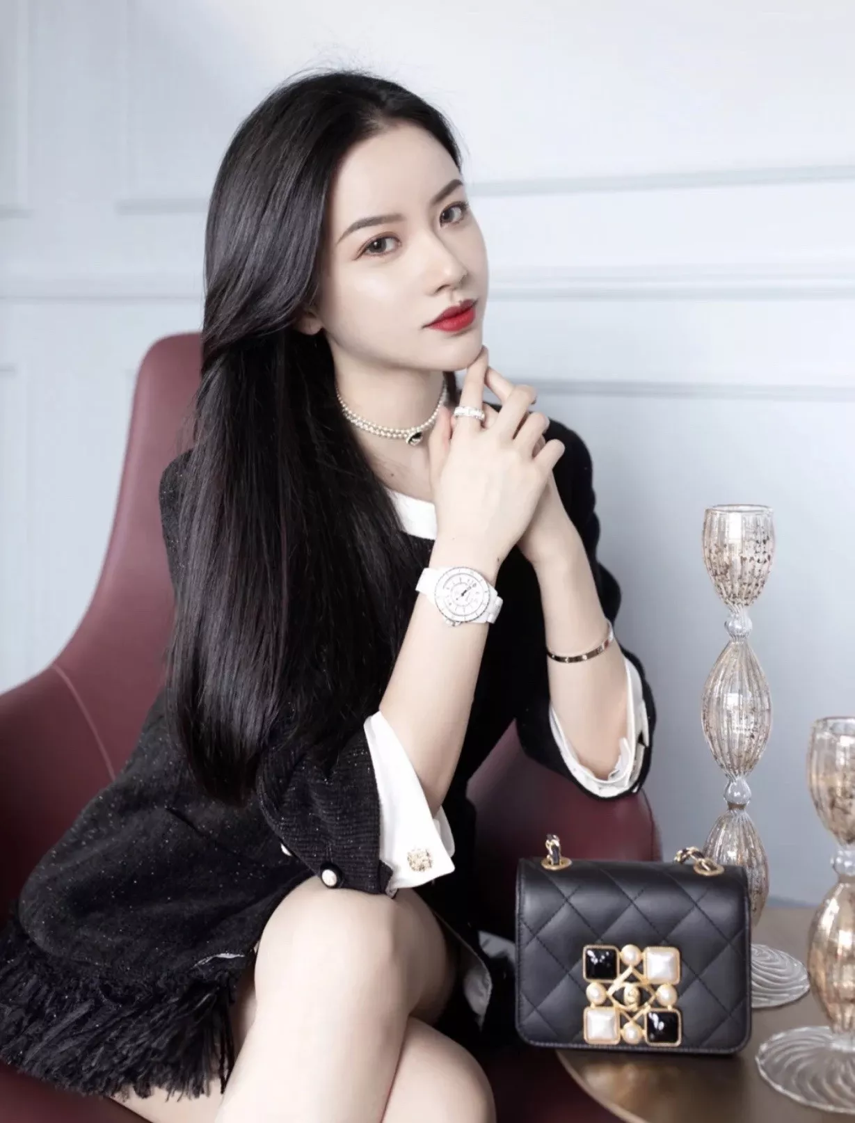 샤넬 진주 더블 라인 초커 네크리스 상세 이미지 35