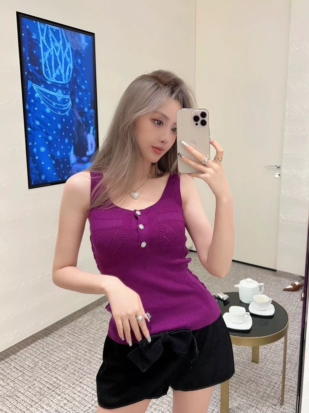 샤넬 하트 장식 진주 포인트 네크리스 상세 이미지 31