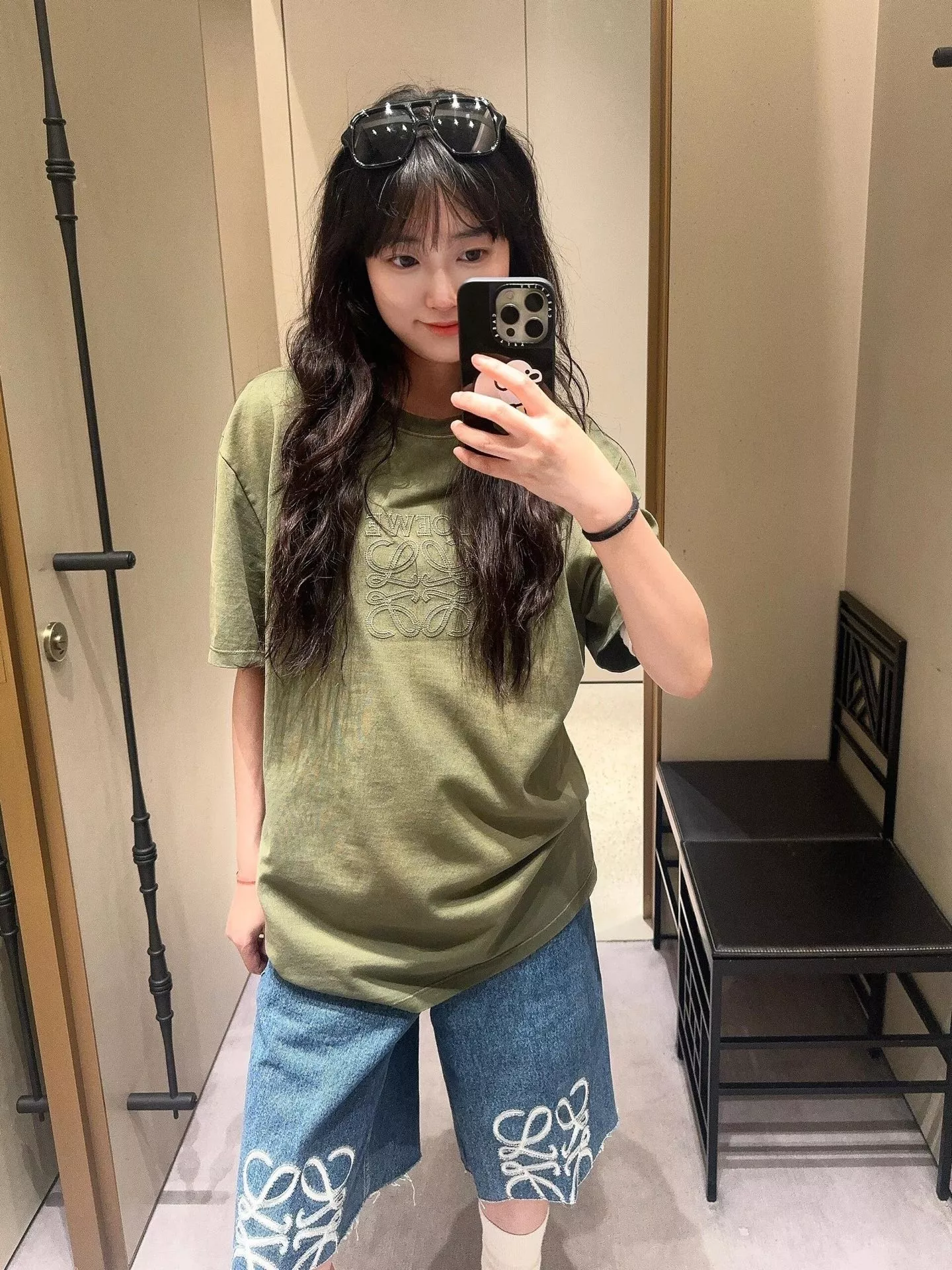 로에베 로고 자수 코튼 오버핏 탑 상세 이미지 11