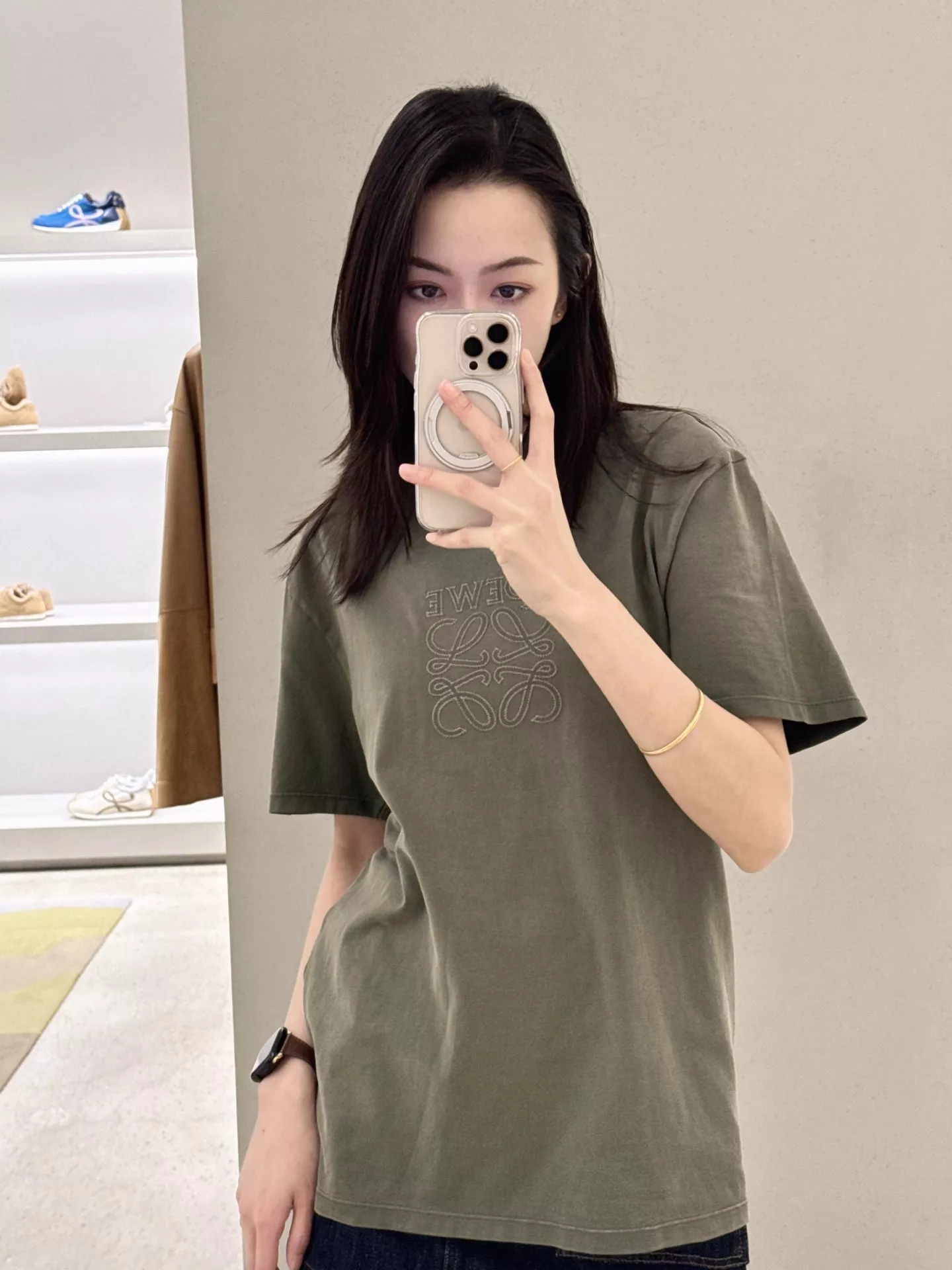 로에베 로고 자수 코튼 오버핏 탑 상세 이미지 9