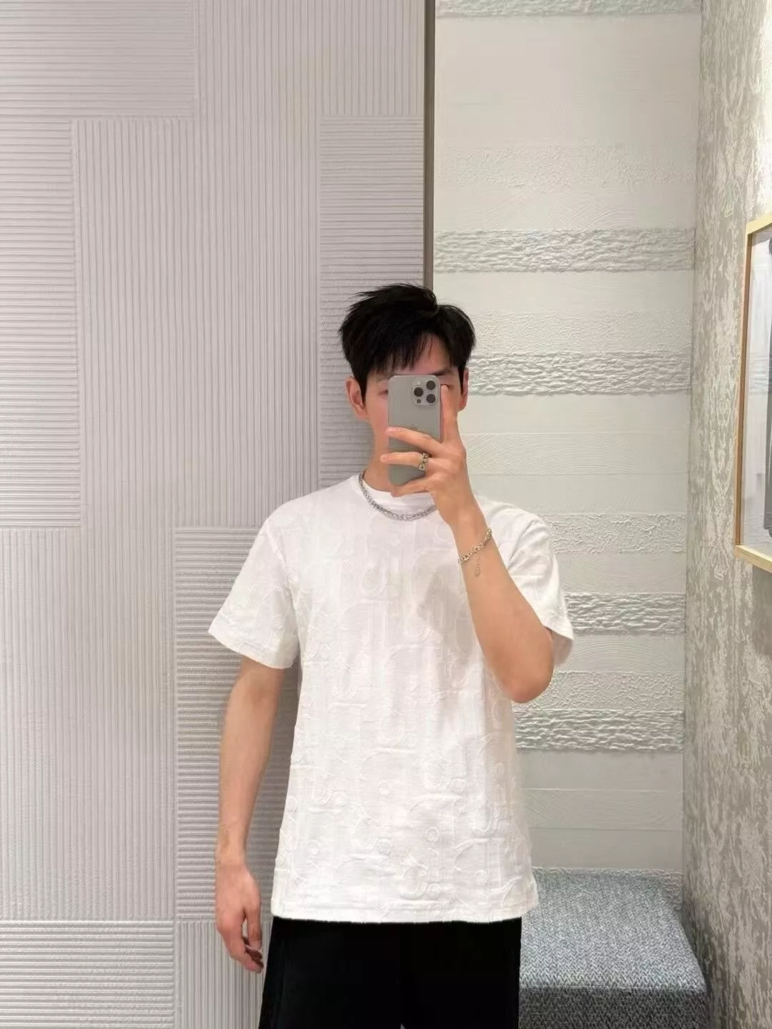 디올 오블리크 자카드 포인트 반팔 상의 상세 이미지 20