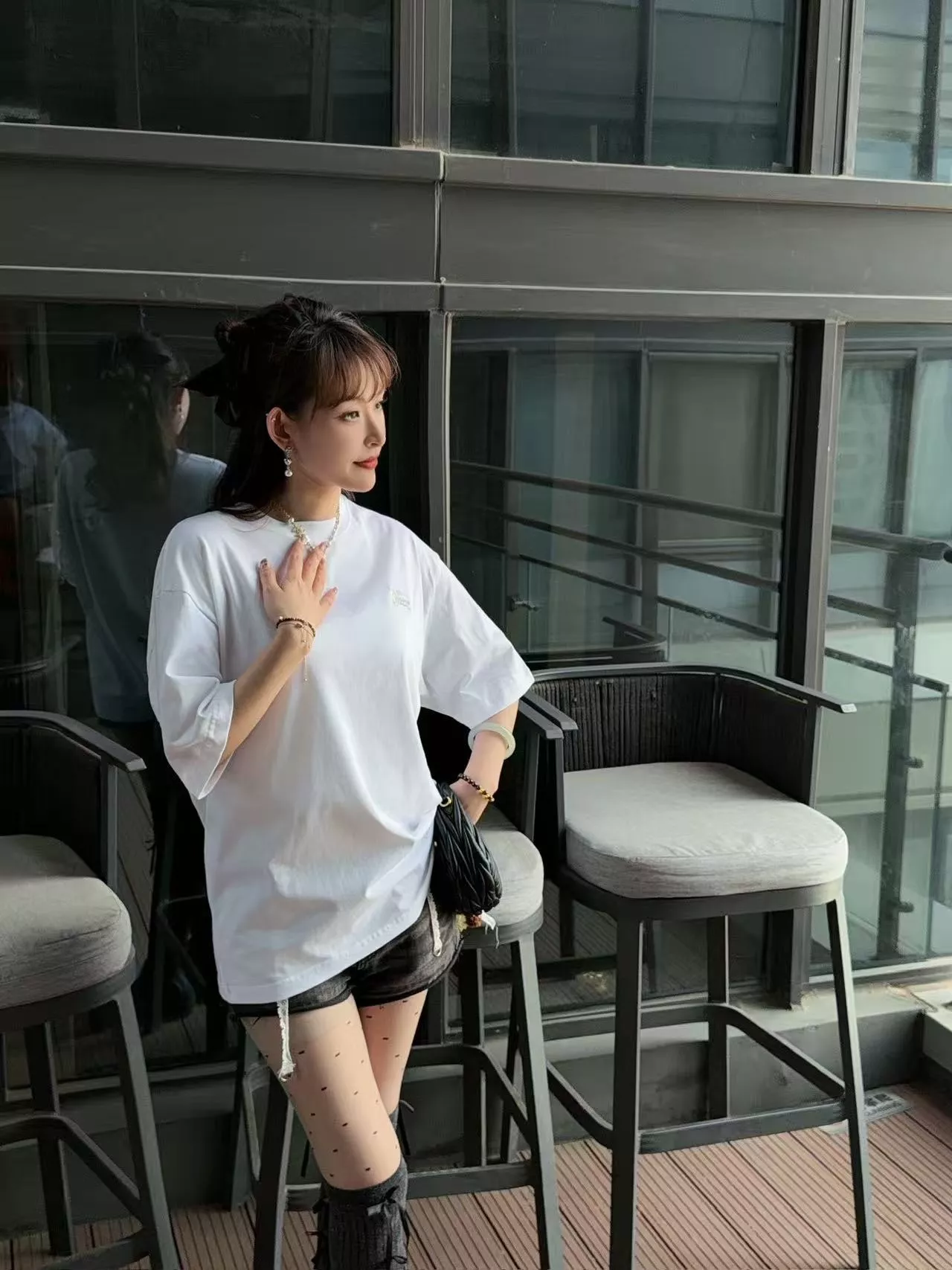 버버리 금은 전마 자수 포인트 반팔 상의 상세 이미지 12
