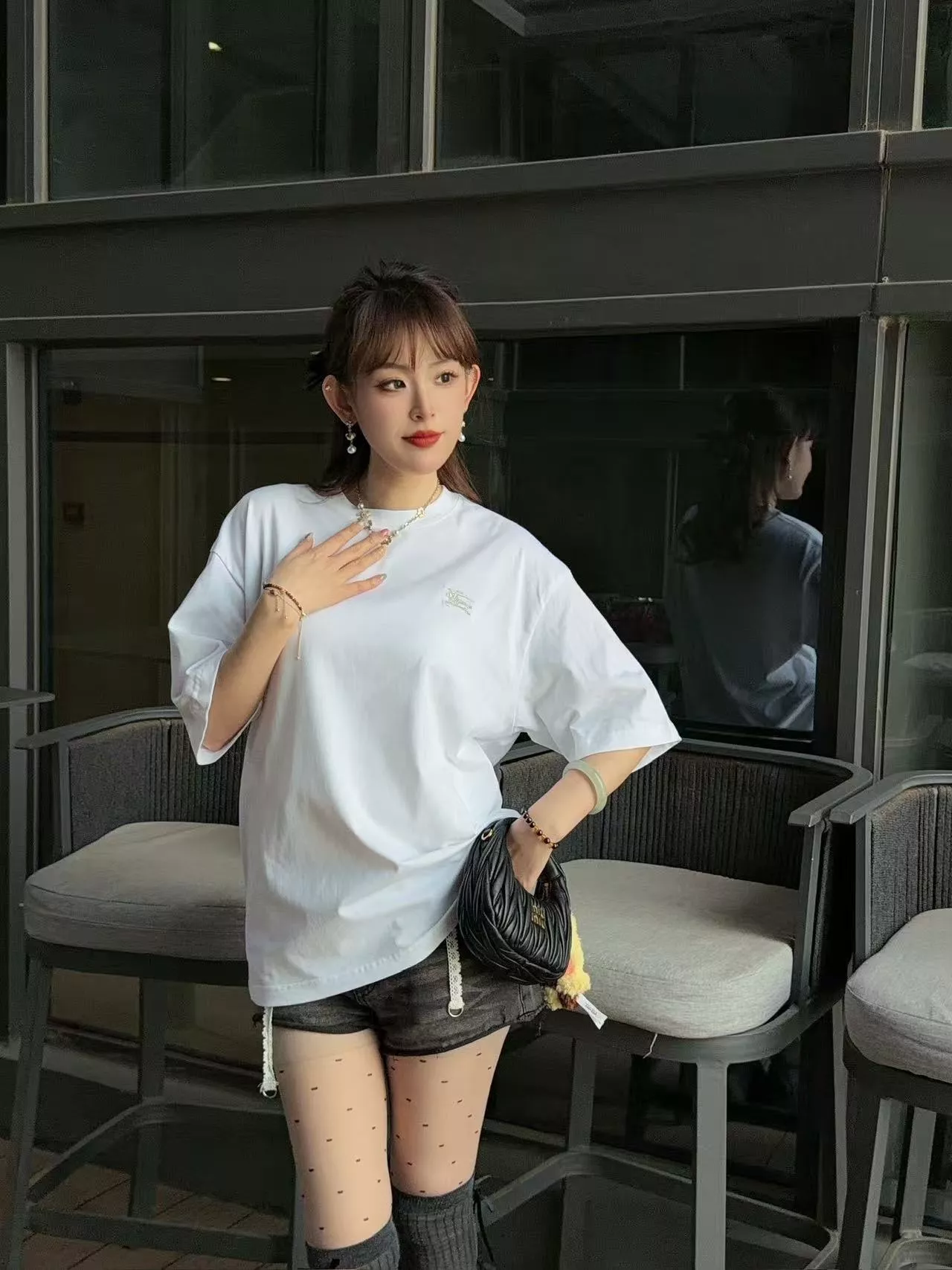 버버리 금은 전마 자수 포인트 반팔 상의 상세 이미지 11