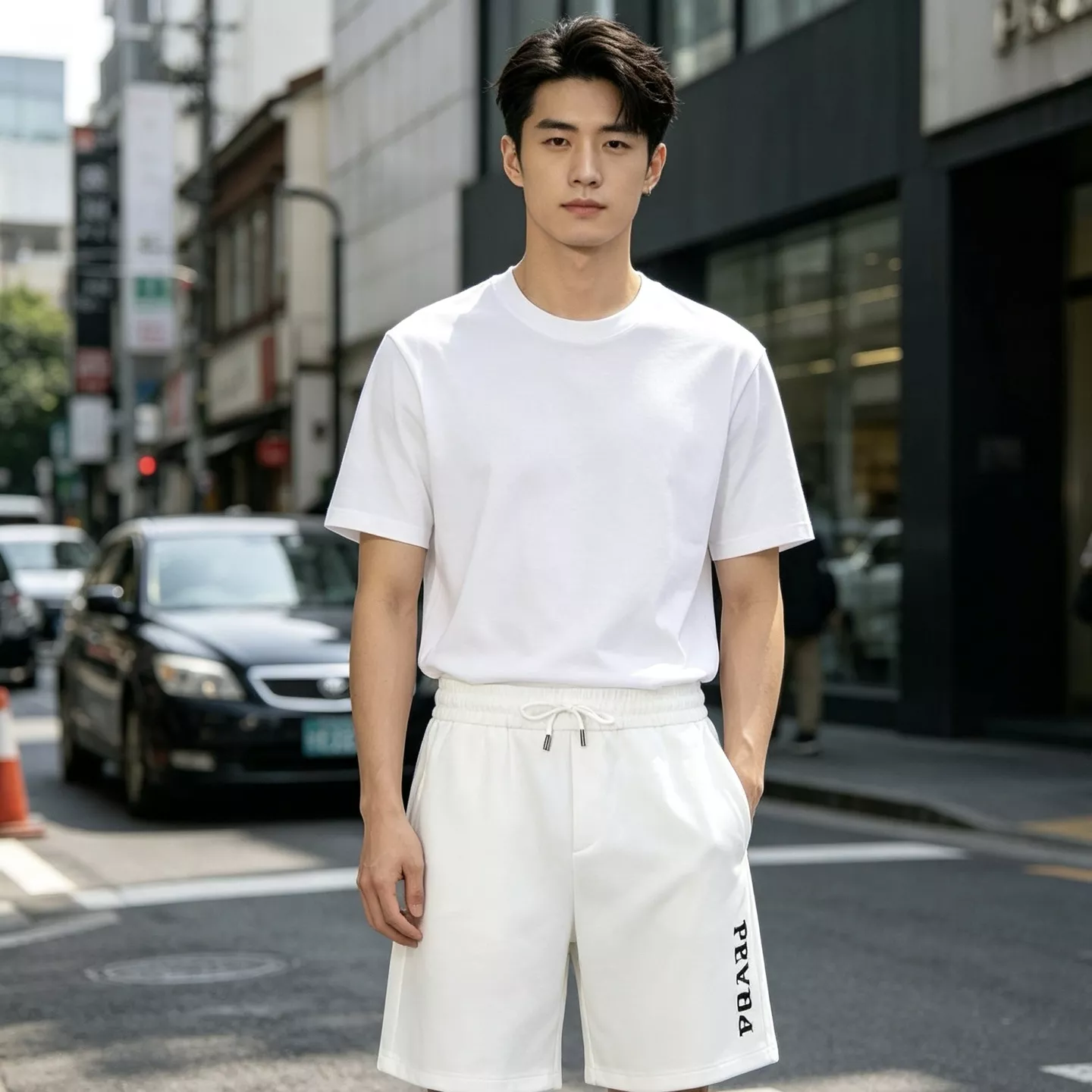 프라다 자수 레터링 로고 쇼츠 상세 이미지 14