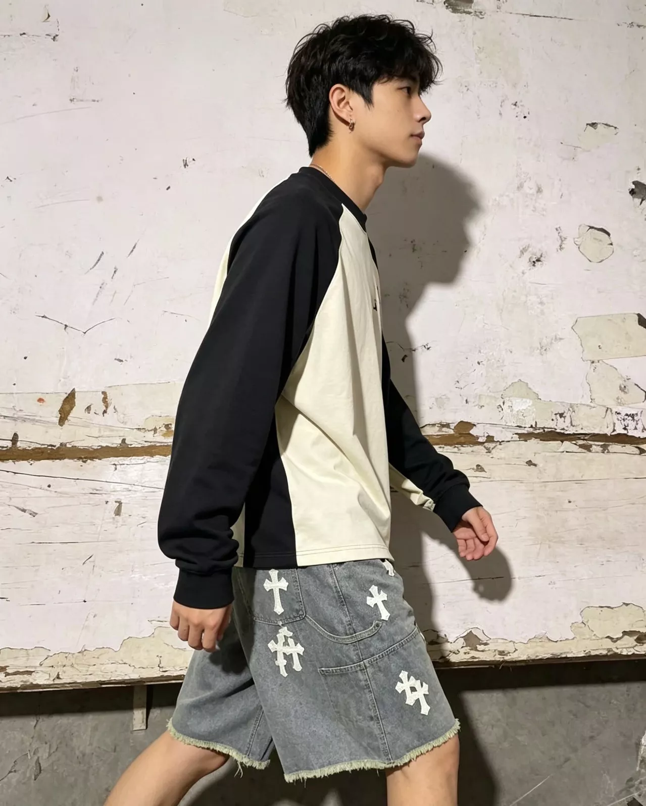 크롬하츠 십자가 패치 워싱 데님 반바지 상세 이미지 19