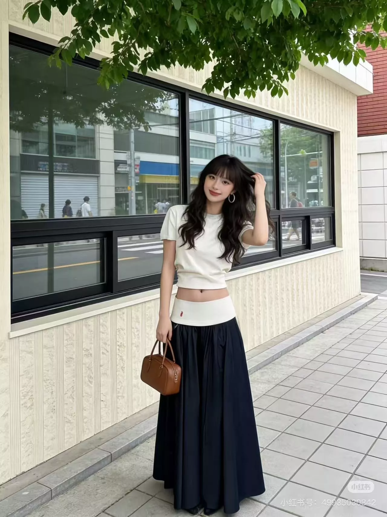 랄프로렌 배색 허리밴드 플레어 스커트 상세 이미지 16