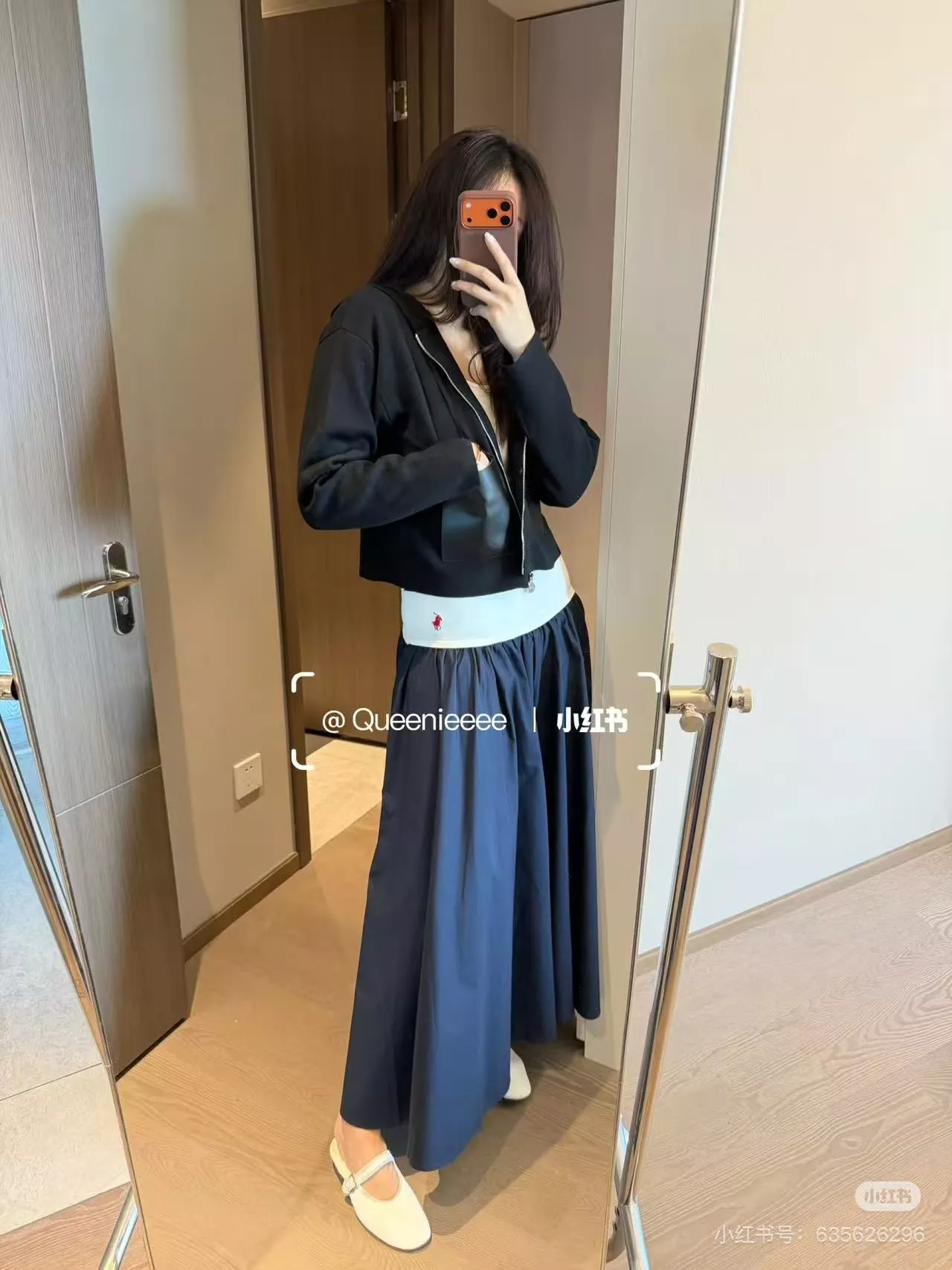 랄프로렌 배색 허리밴드 플레어 스커트 상세 이미지 18