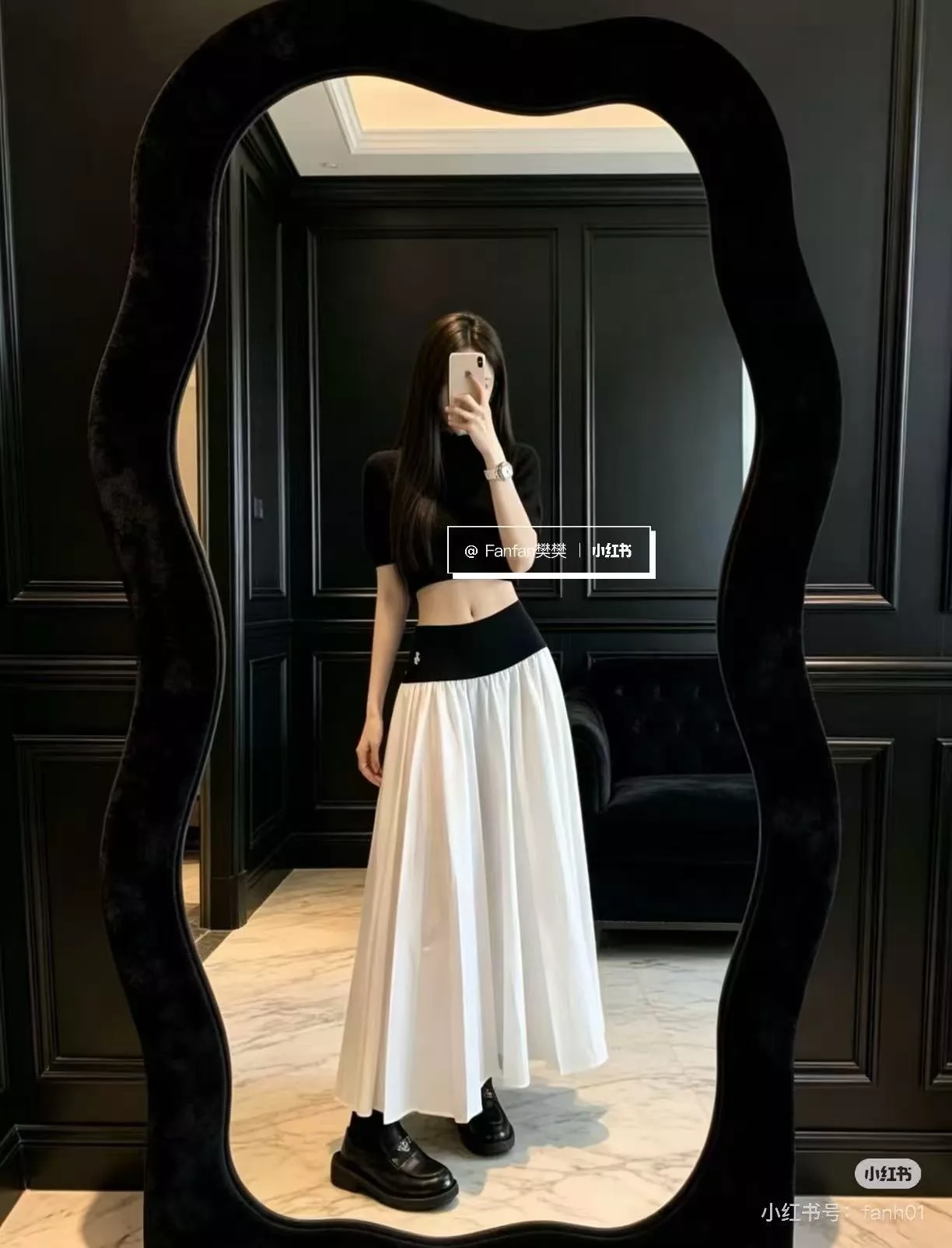 랄프로렌 배색 밴딩 플레어 스커트 상세 이미지 16