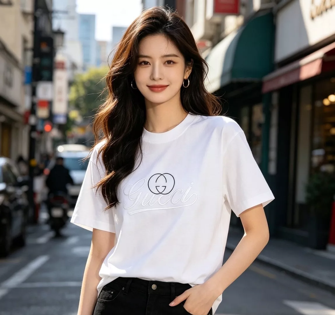 구찌 더블지 블루 라인 자수 반팔 탑 상세 이미지 13
