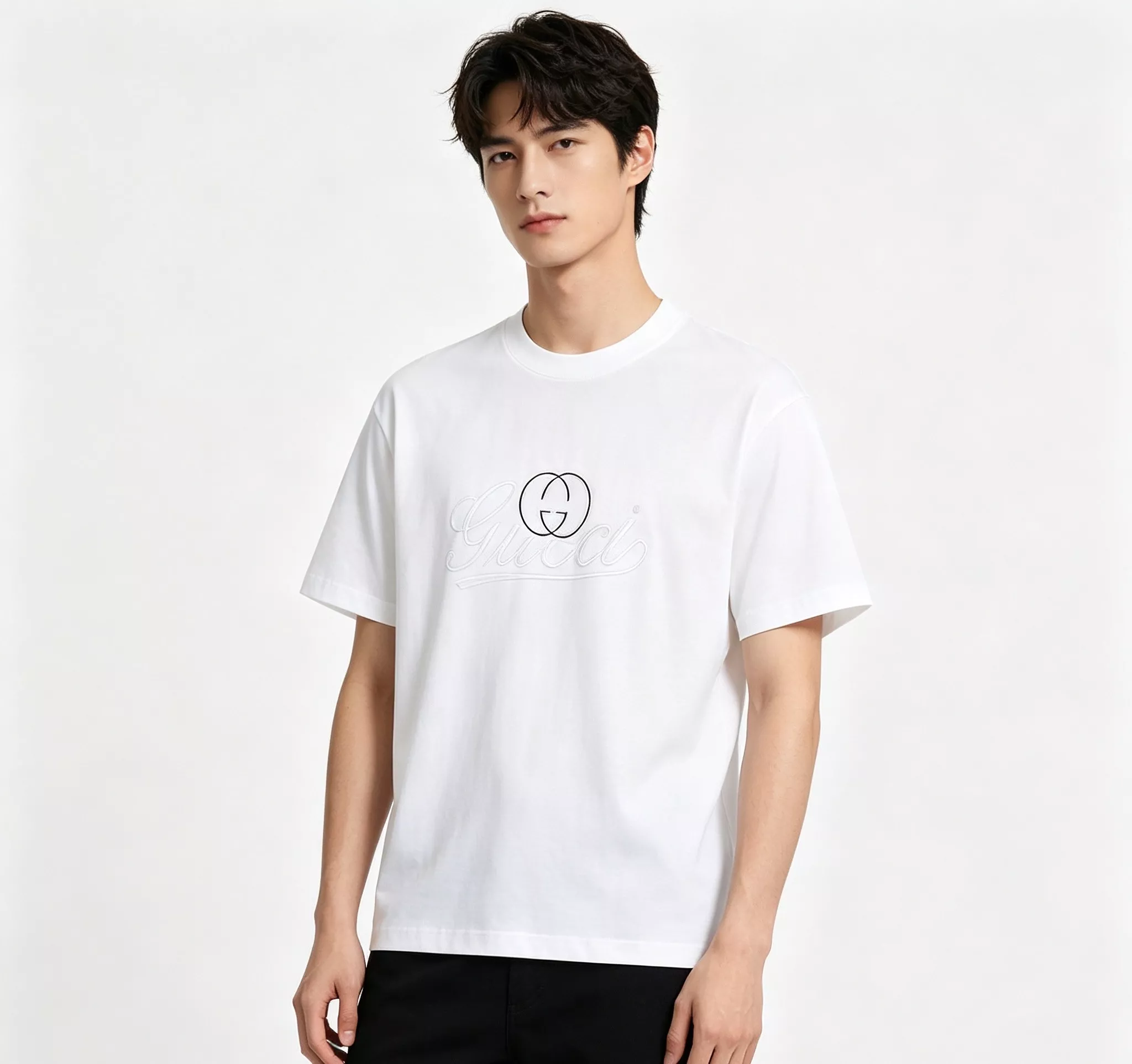 구찌 더블지 블루 라인 자수 반팔 탑 상세 이미지 16