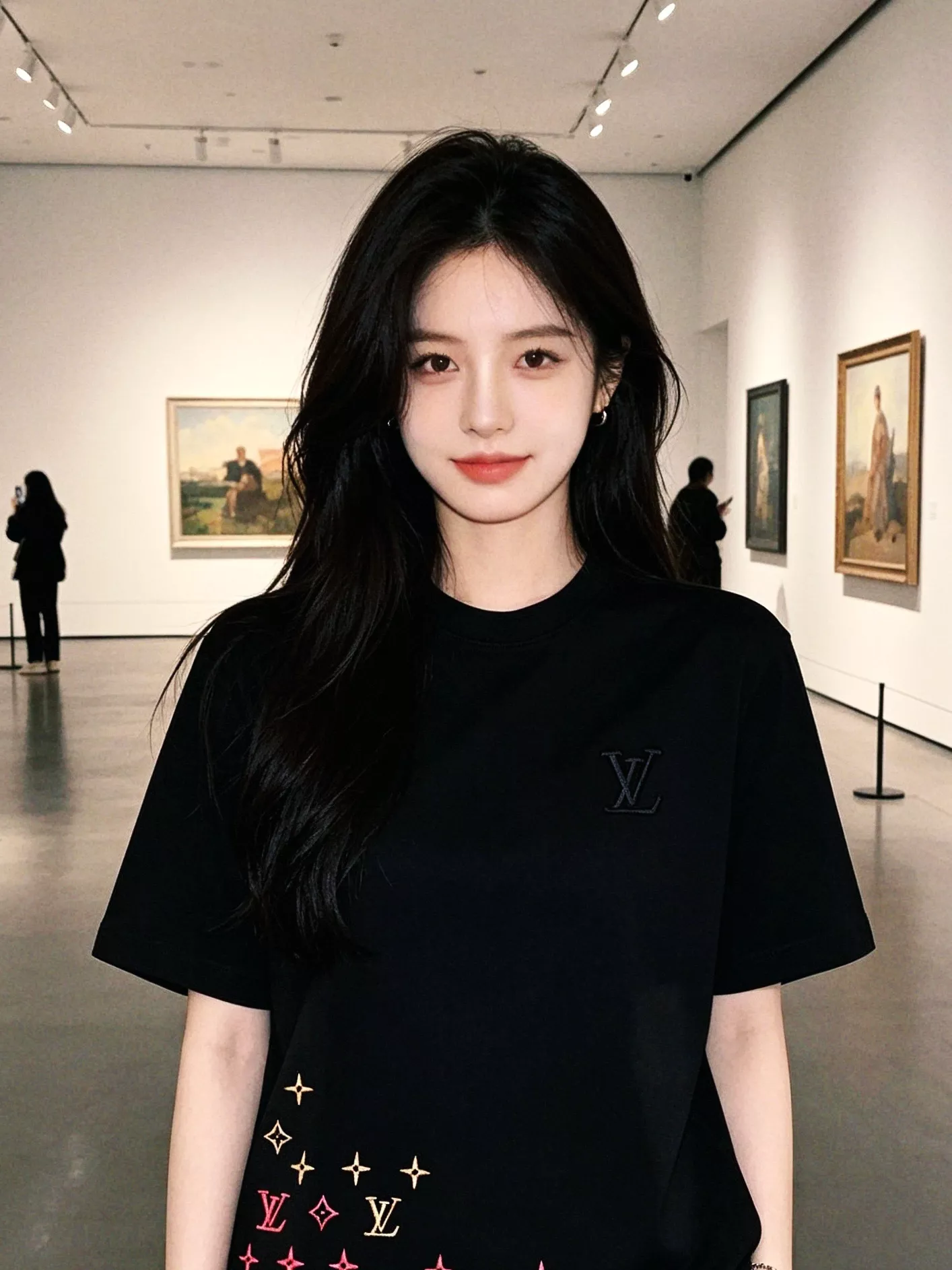 루이비통 밑단 플라워 자수 포인트 라운드 반팔 상의 상세 이미지 11
