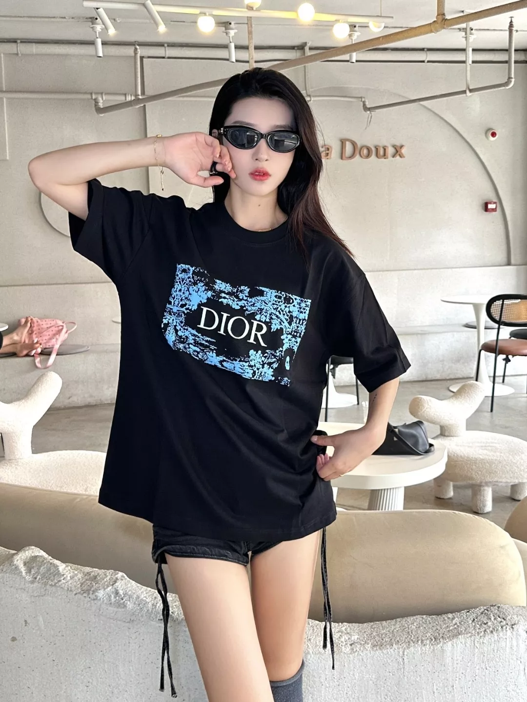 디올 스타 프린트 반팔 탑 상세 이미지 13