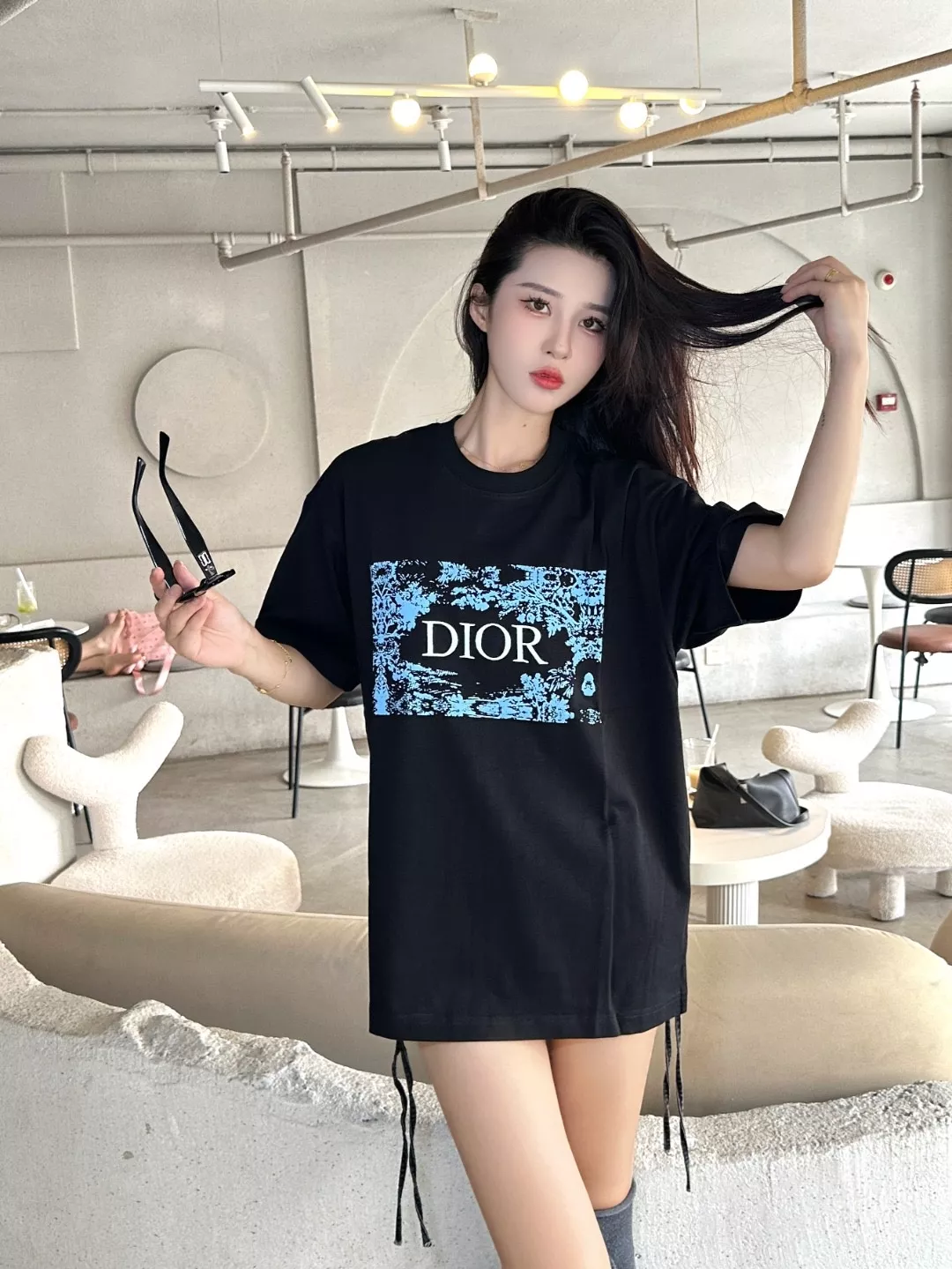 디올 스타 프린트 반팔 탑 상세 이미지 16