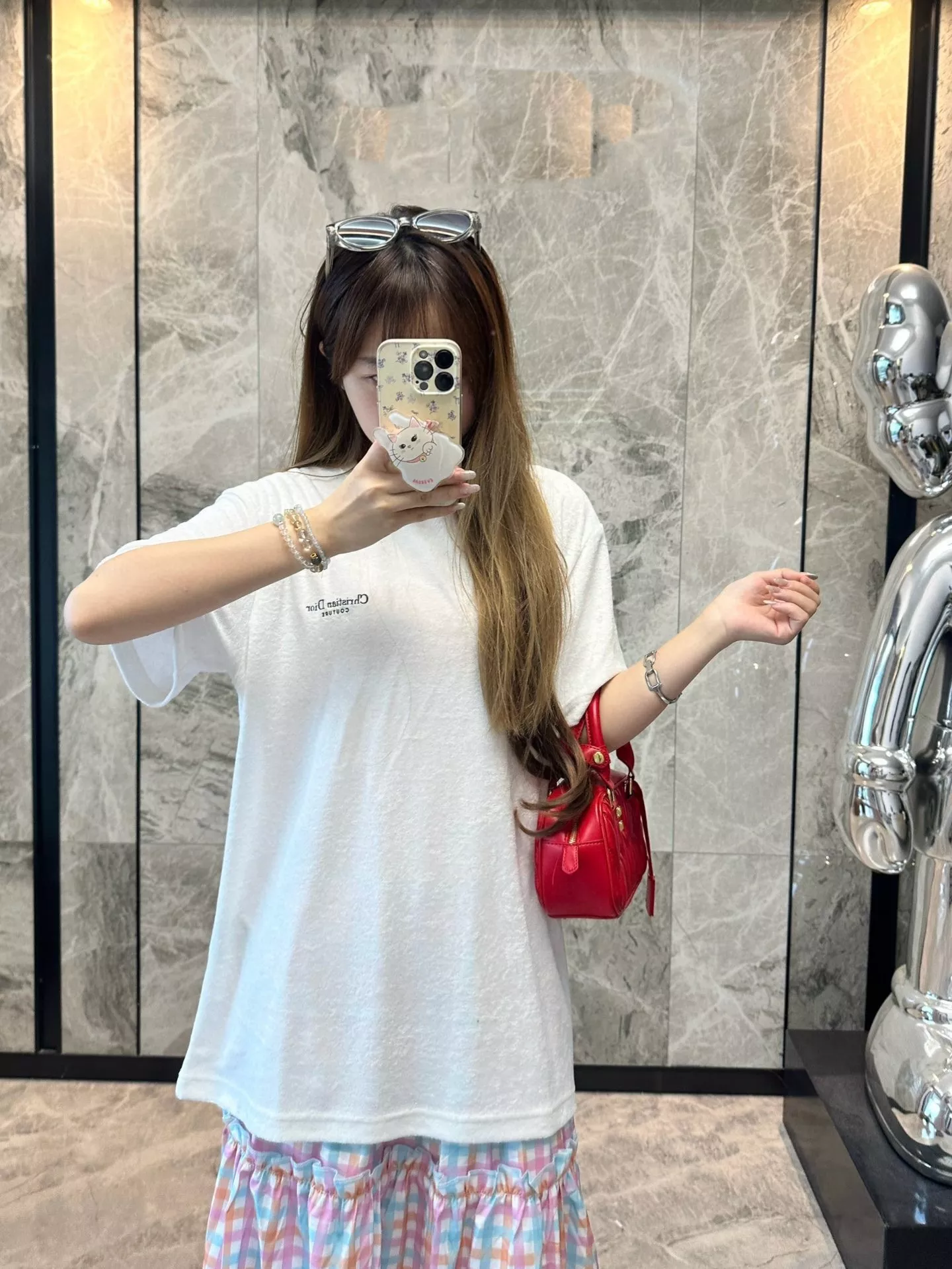 디올 꾸뛰르 로고 자수 타월 원단 반팔 탑 상세 이미지 14