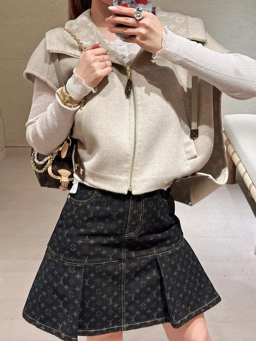 루이비통 복고 브라운 모노그램 머메이드 데님 스커트 상세 이미지 25