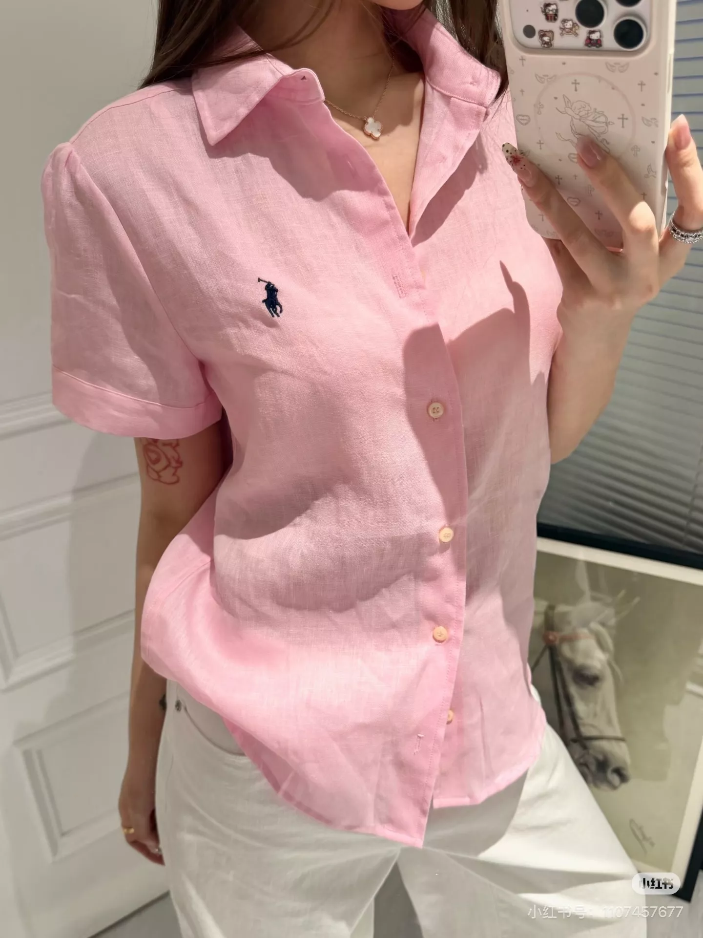 랄프로렌 여성 린넨 혼방 반팔 카라 셔츠 상세 이미지 53