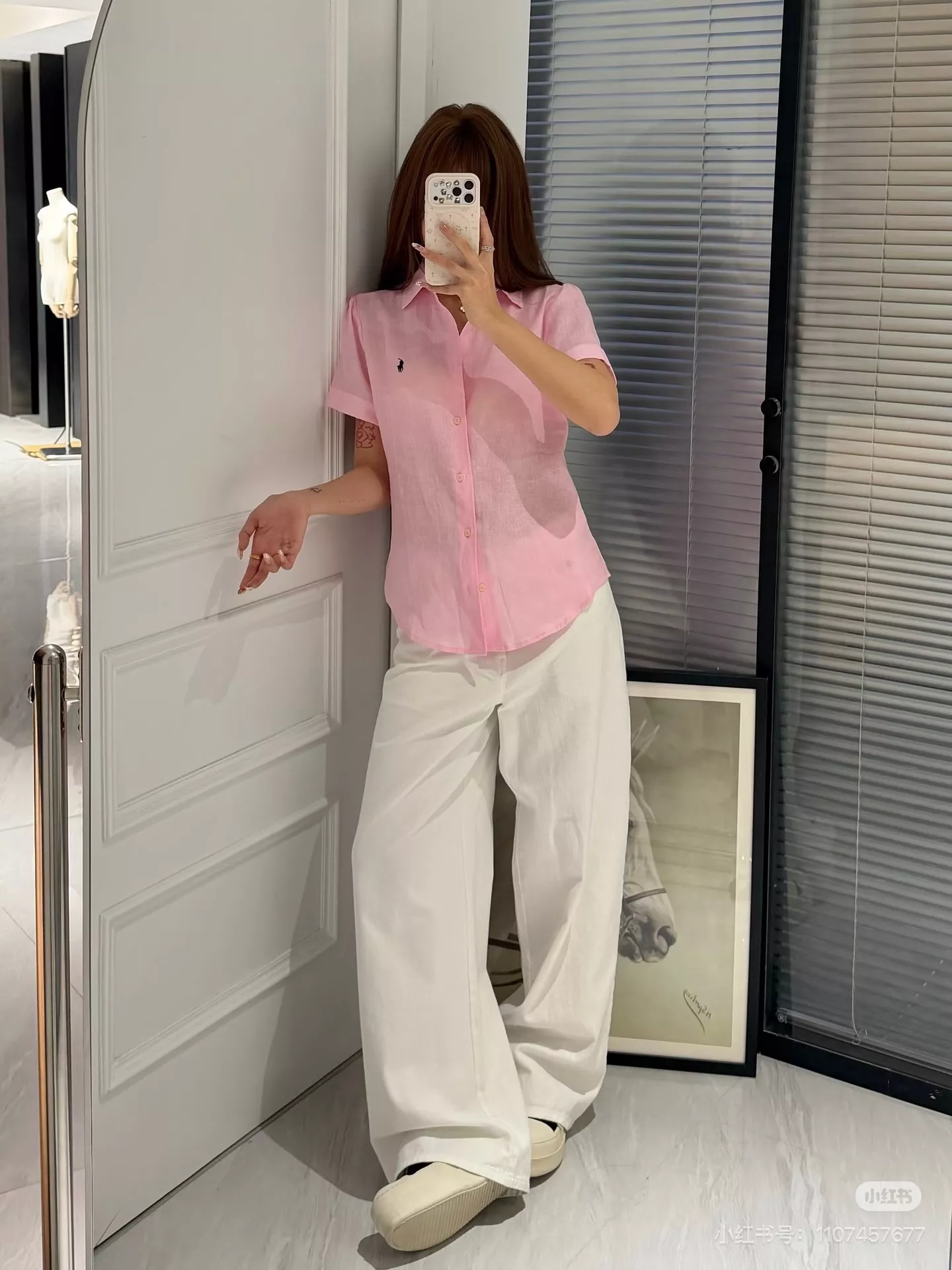 랄프로렌 여성 린넨 혼방 반팔 카라 셔츠 상세 이미지 51