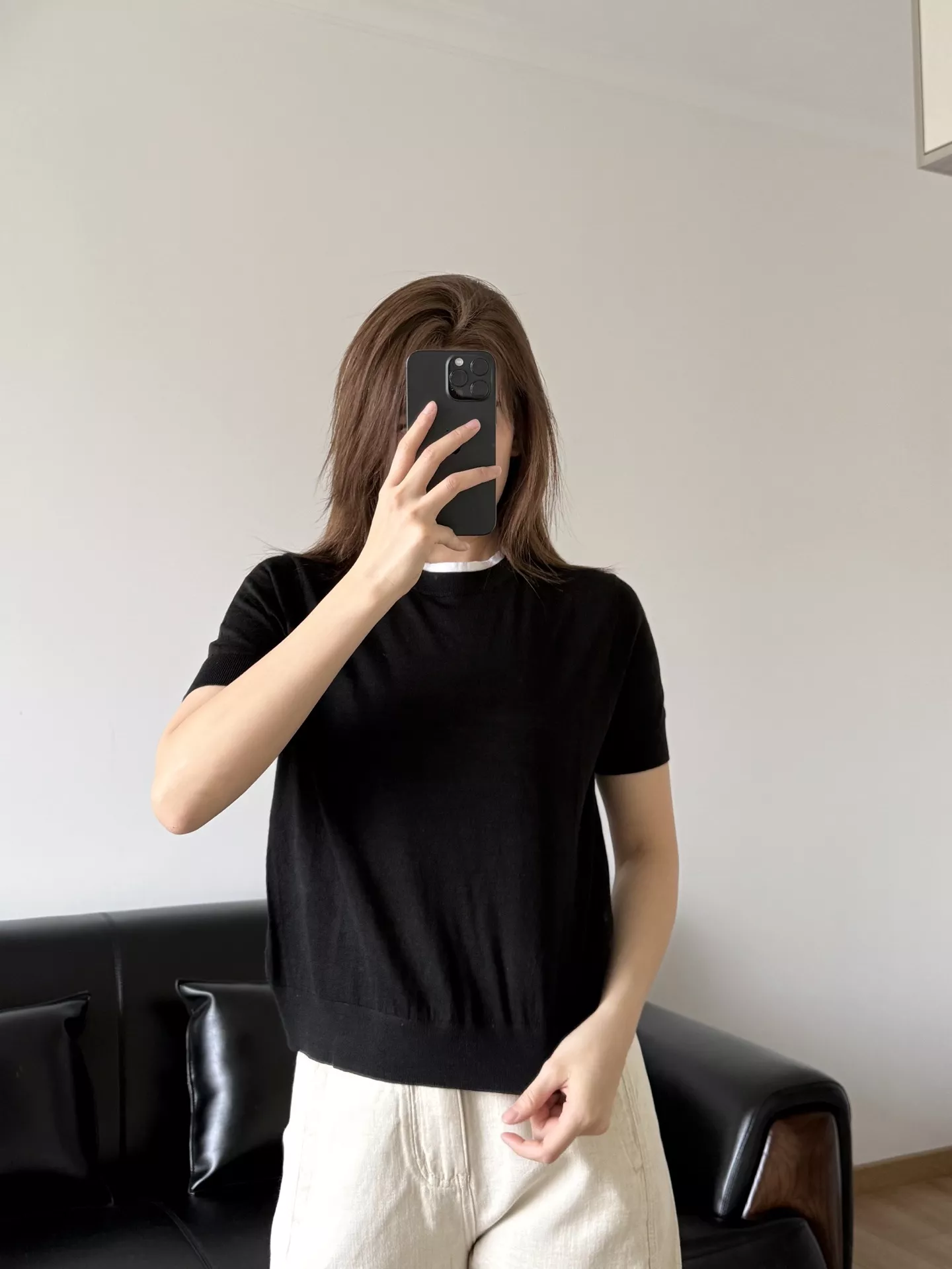 에르도스 레이어드 느낌의 반소매 니트 탑 상세 이미지 31
