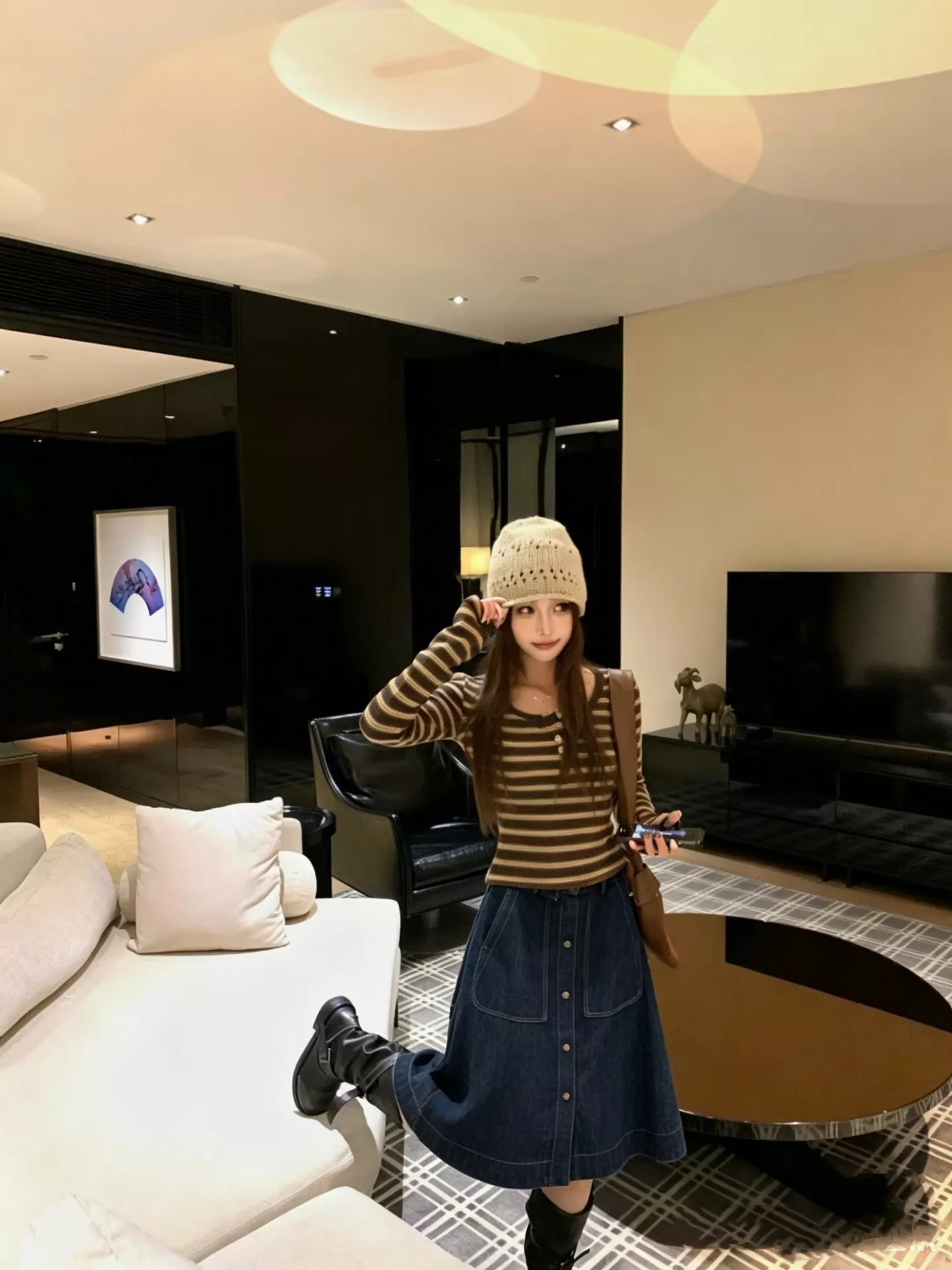 몽클레어 데님 무드 플레어 스커트 상세 이미지 16