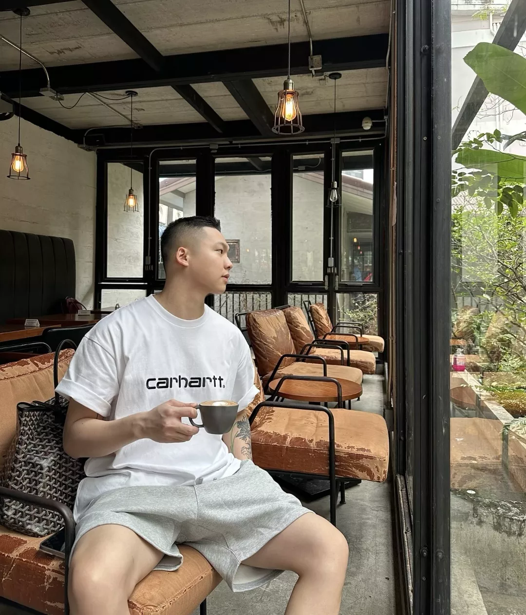 칼하트 로고 자수 포인트 코튼 반팔 상의 상세 이미지 27