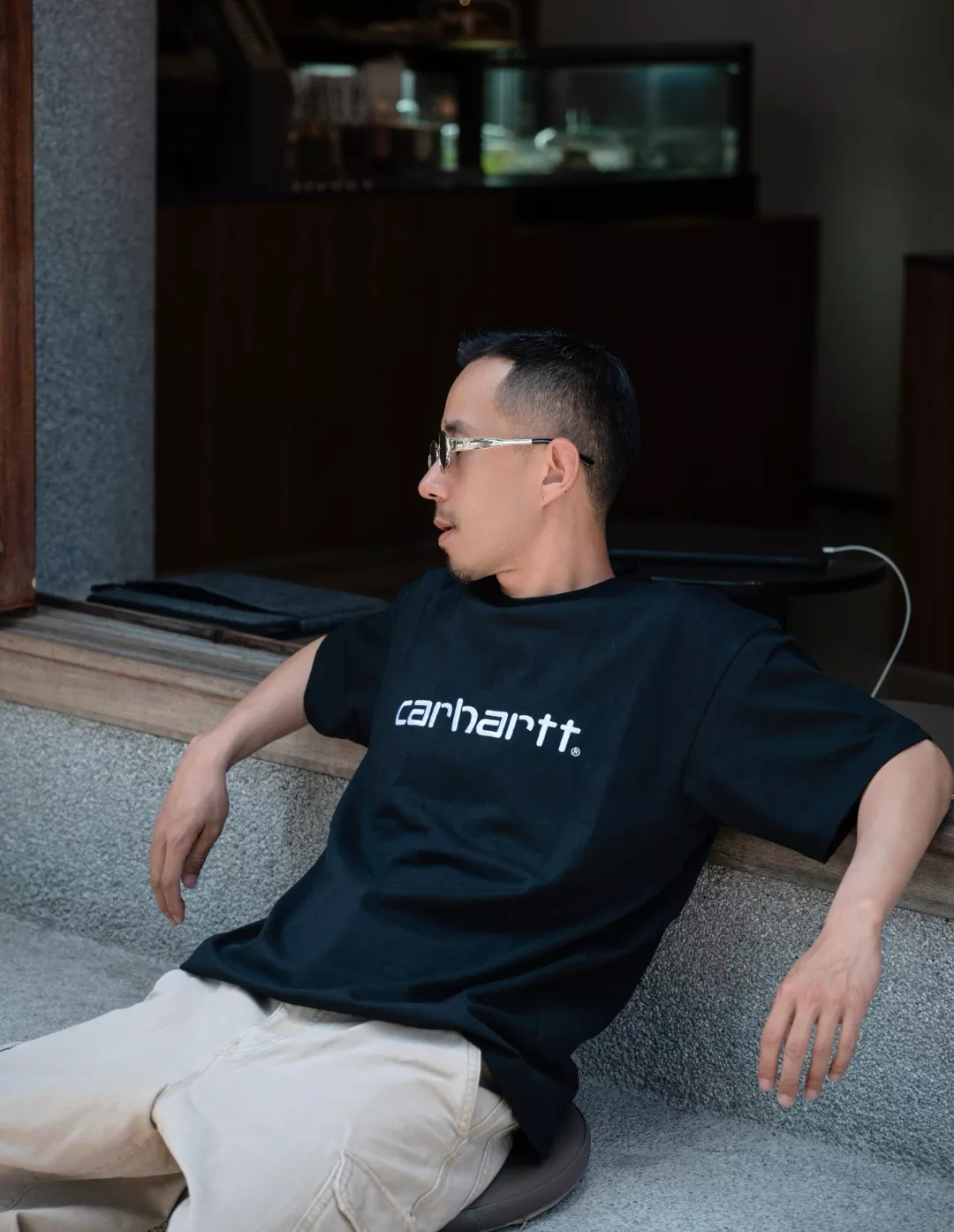 칼하트 로고 자수 포인트 코튼 반팔 상의 상세 이미지 20