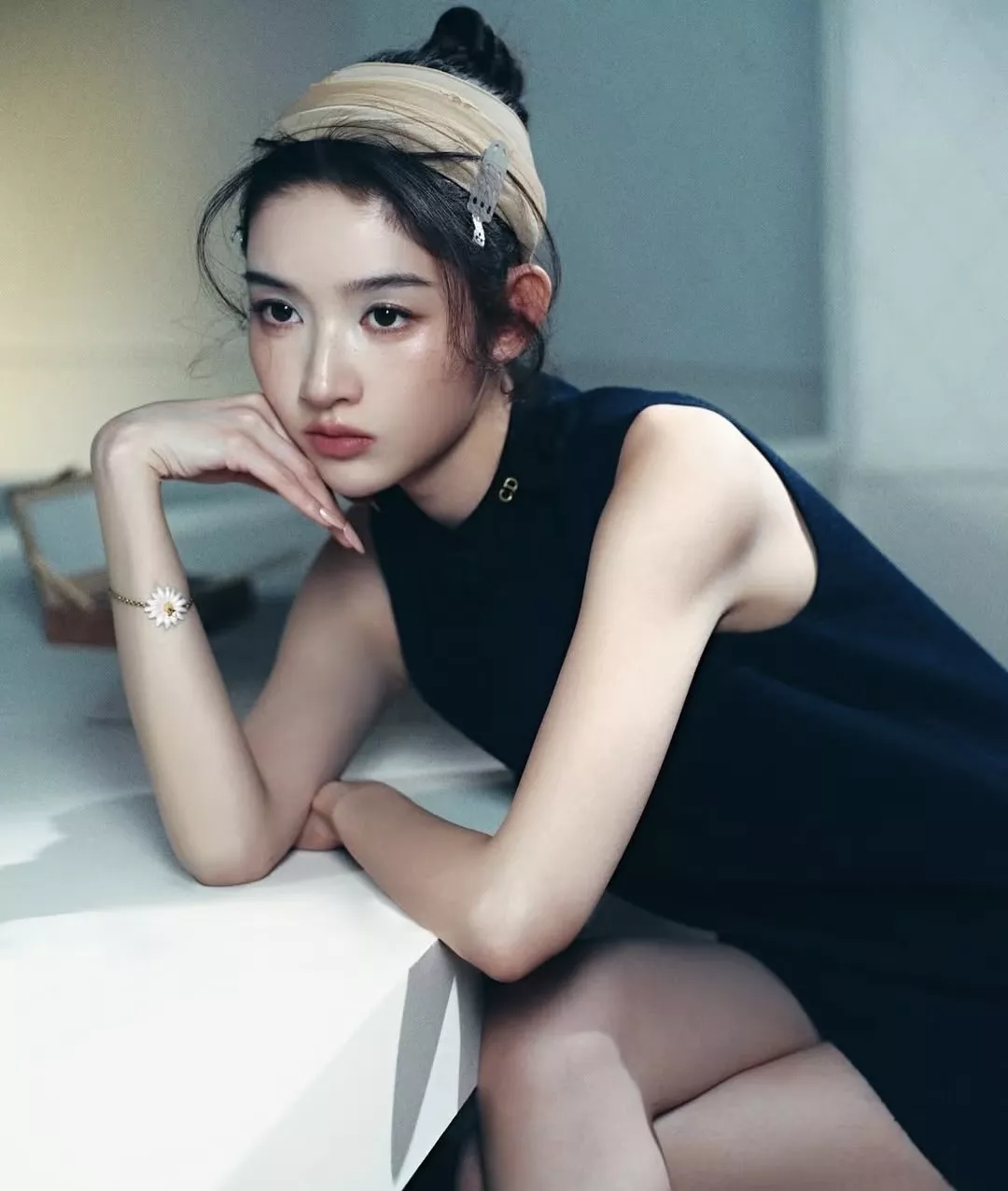 디올 리본 장식 민소매 에이라인 드레스 상세 이미지 27