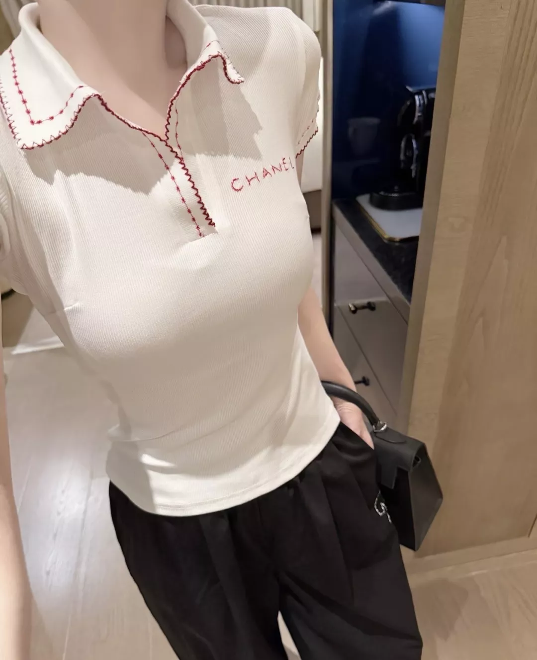 샤넬 빈티지 자수 폴로 탑 상세 이미지 10