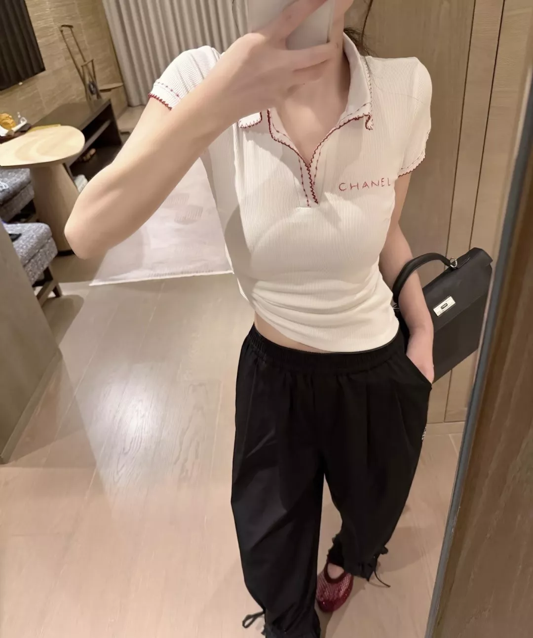 샤넬 빈티지 자수 폴로 탑 상세 이미지 11