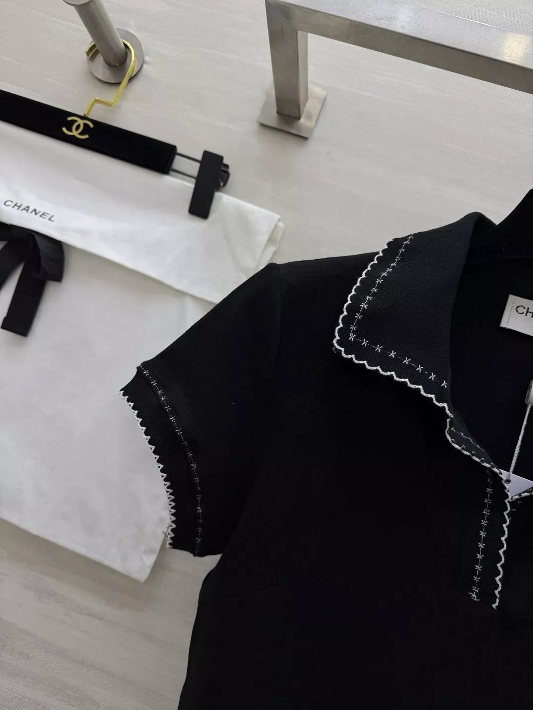 샤넬 빈티지 자수 폴로 탑 상세 이미지 18