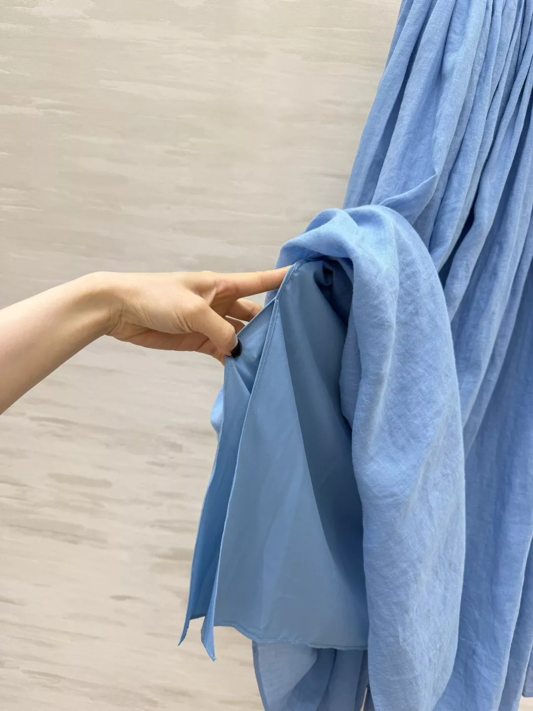 짐머만 천연 모시 원단 스카이 블루 플레어 스커트 상세 이미지 8