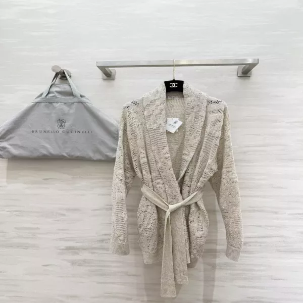 브루넬로쿠치넬리 오트 베이지 톤 오픈형 니트 아우터