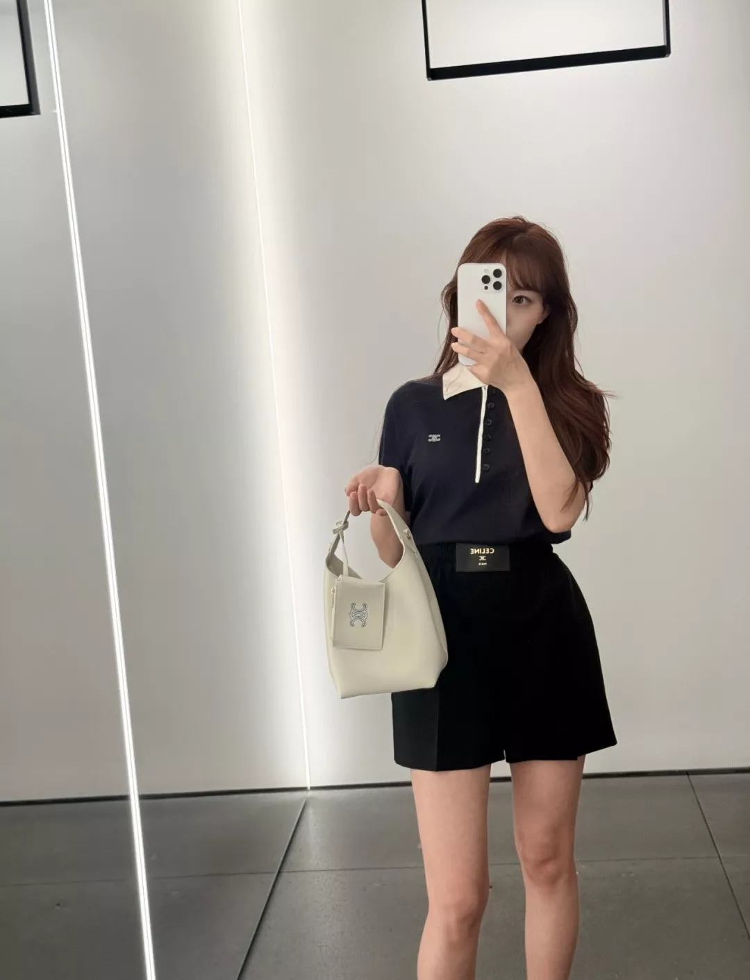 셀린느 트리오페 가죽 라벨 울 쇼츠 상세 이미지 10