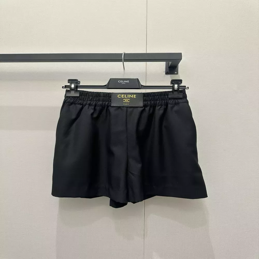 셀린느 트리오페 가죽 라벨 울 쇼츠