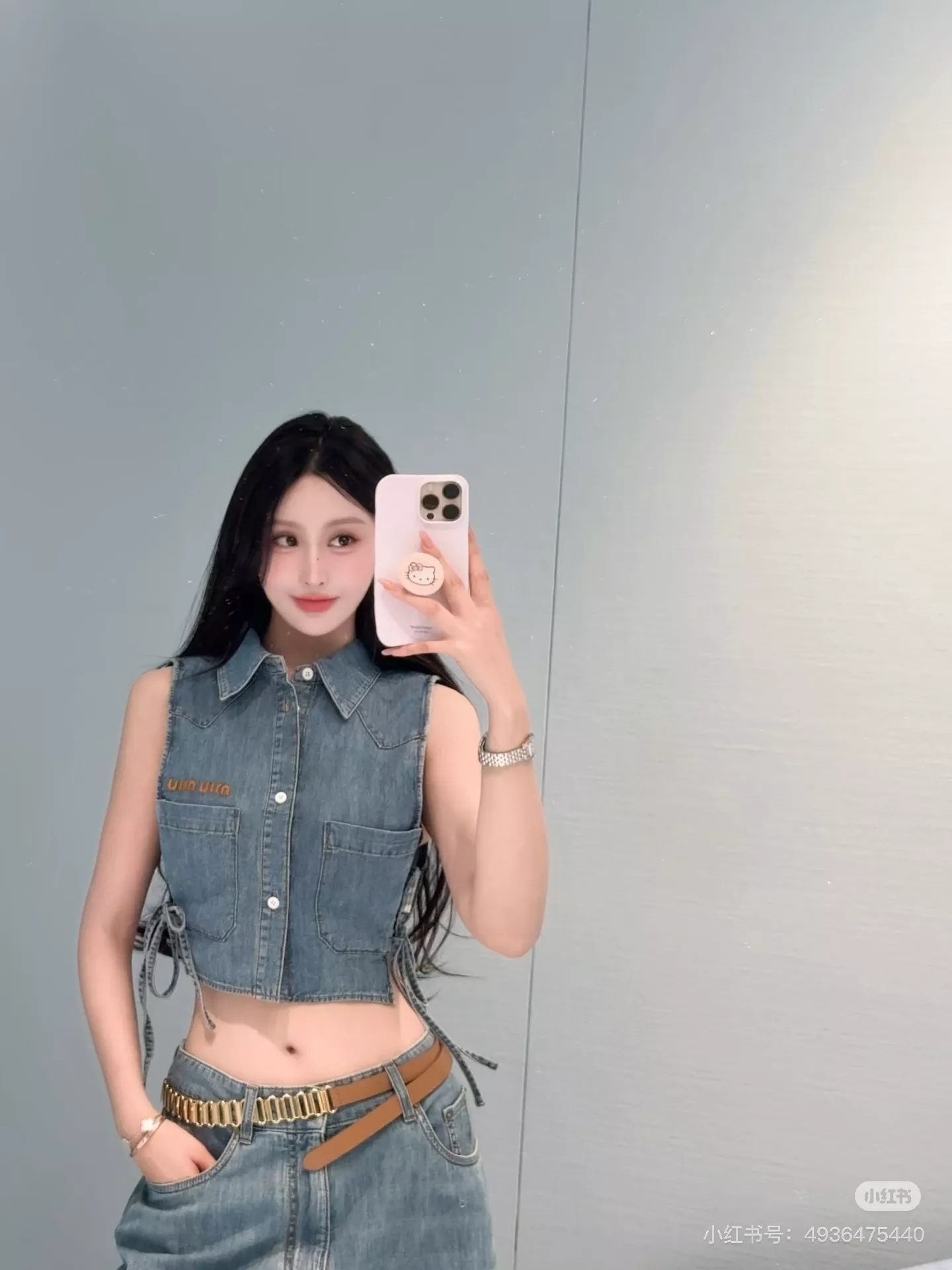 미우미우 레트로 무드 데님 베스트 팬츠 셋업 상세 이미지 10