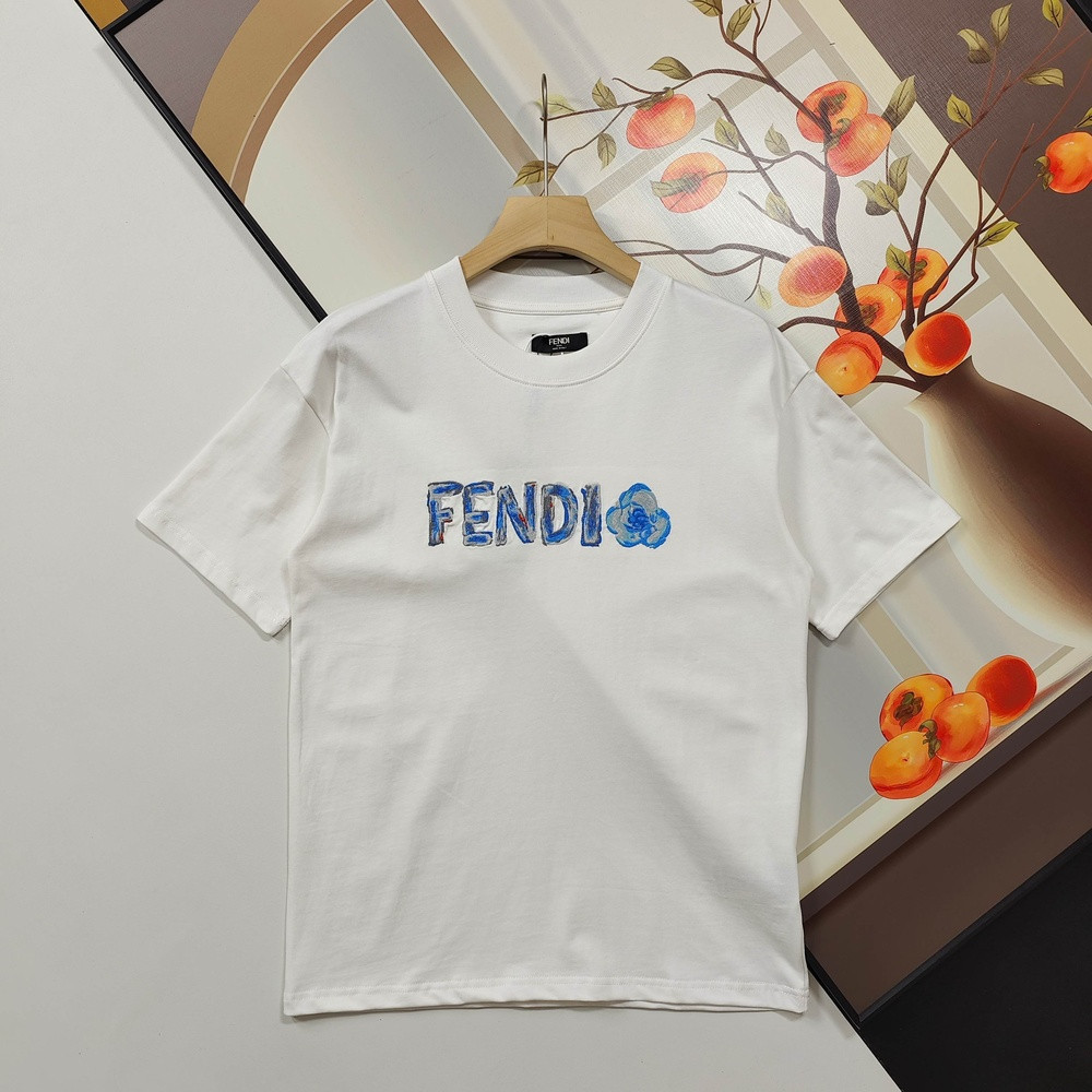 펜디 플라워 자수 로고 반팔 상의