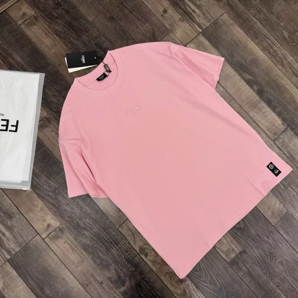 펜디 자수 로고 코튼 반팔 탑