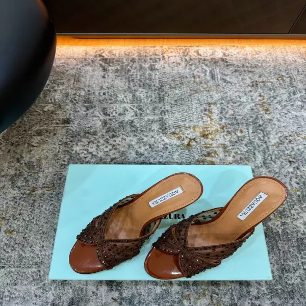 아쿠아주라 우아한 메쉬 스트랩 하이힐 샌들